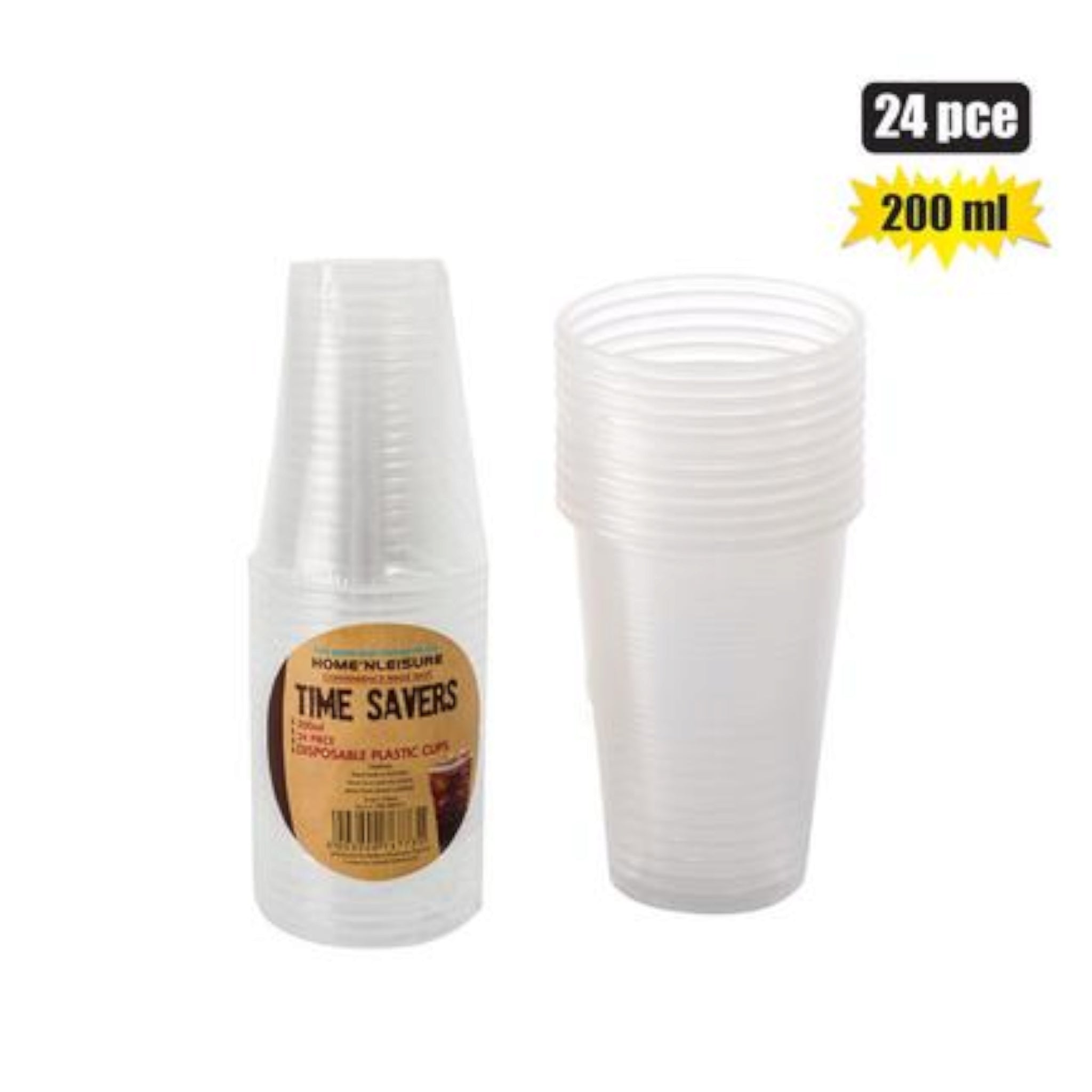 Time Savers 200ml Disposable Picnic Plastic Party Cups 24pack