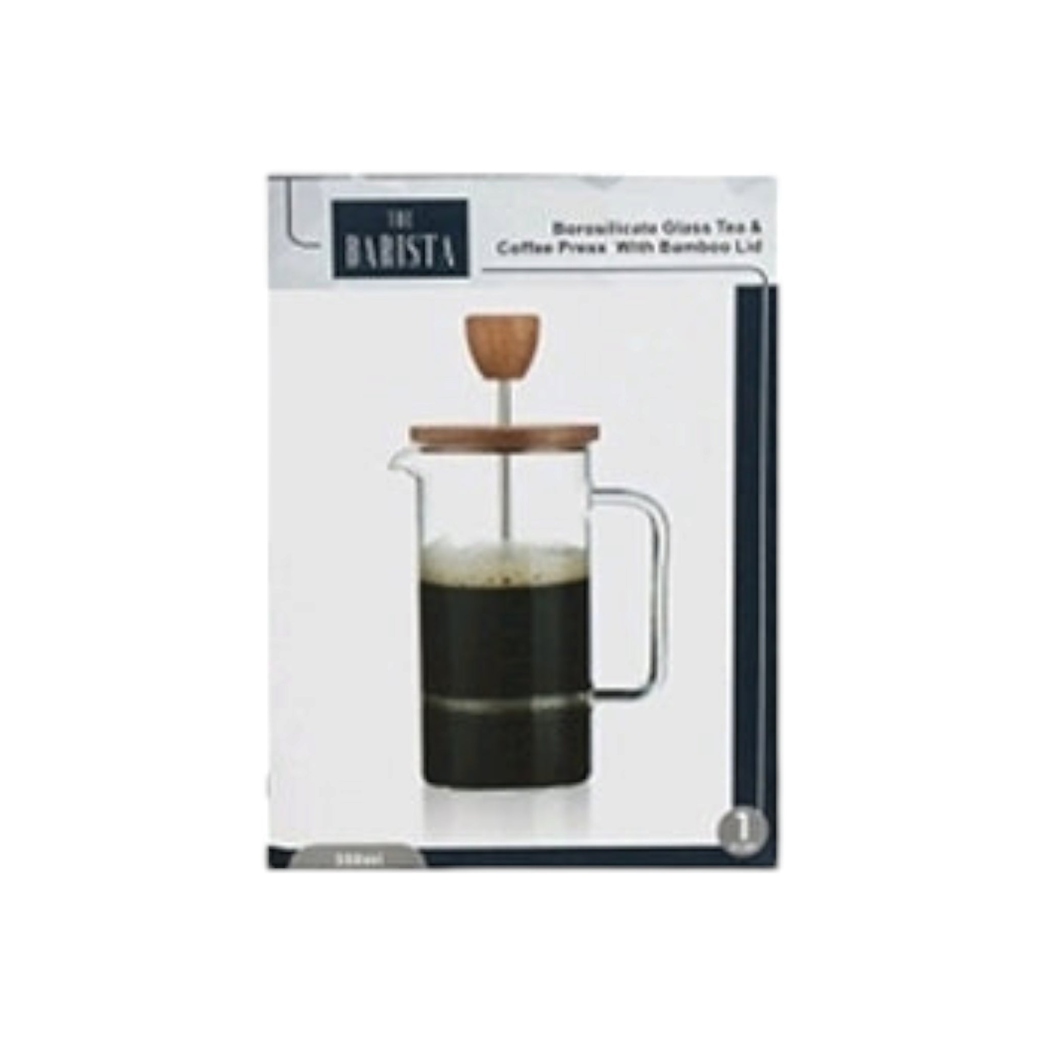 Barista Single Wall Coffee Plunger 350ml with Bamboo Lid 10203