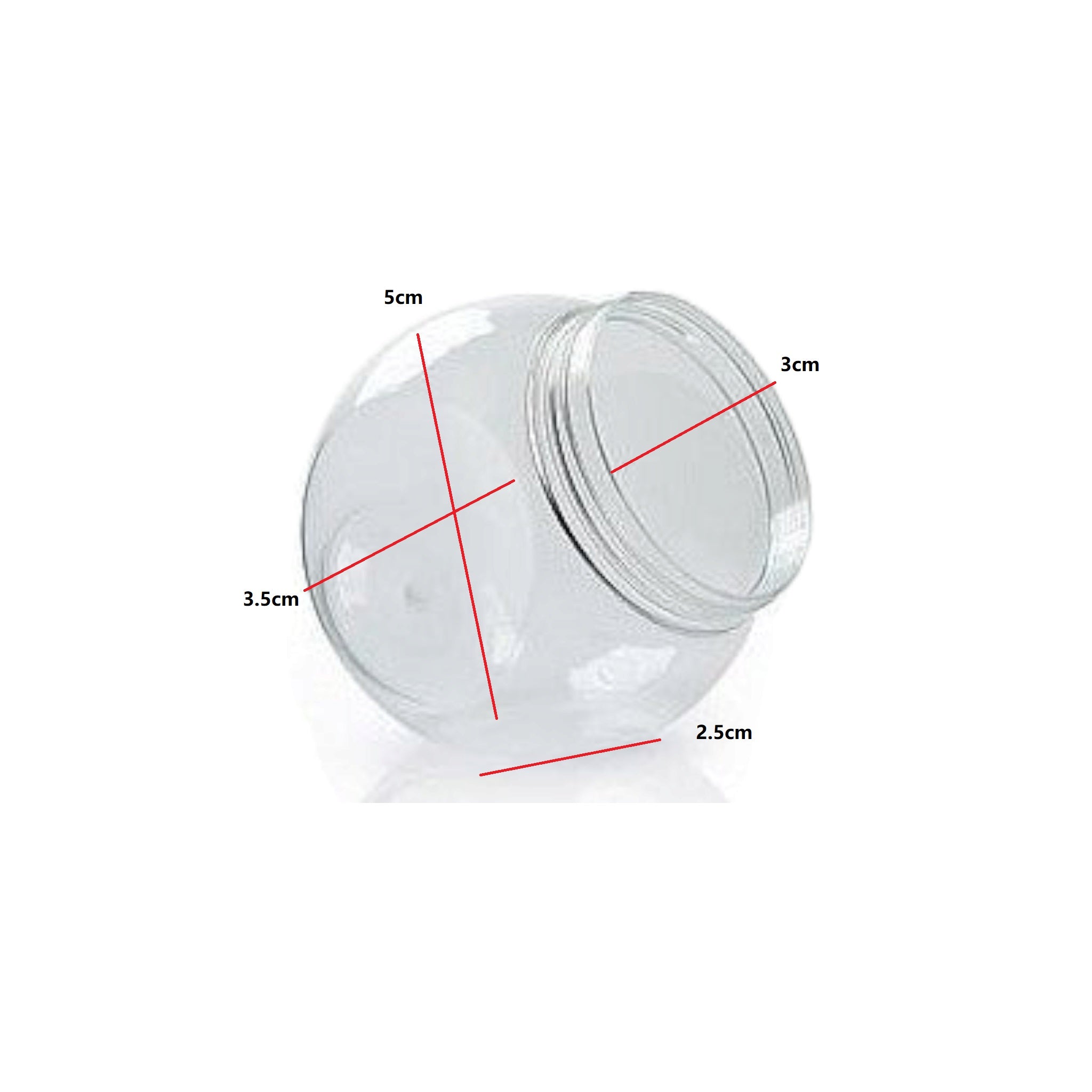 50ml PET Plastic Slanted Jar Round with Clear Lid