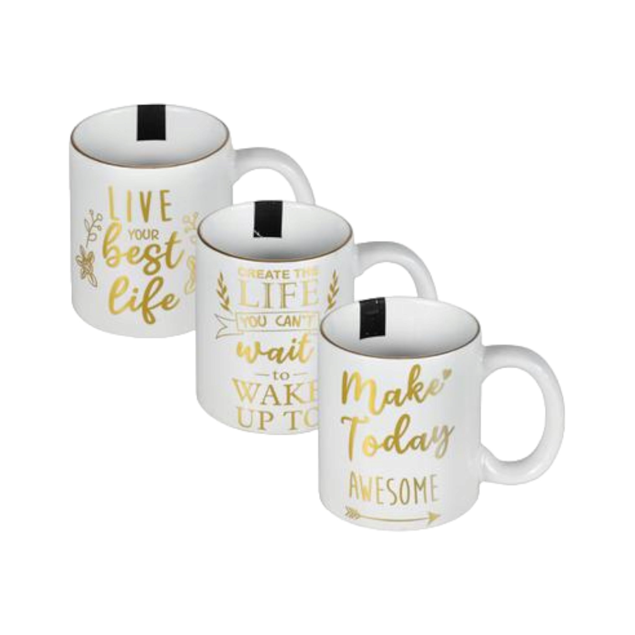 Ceramic Coffee Mug Daily Gold Print Motivational 1pc