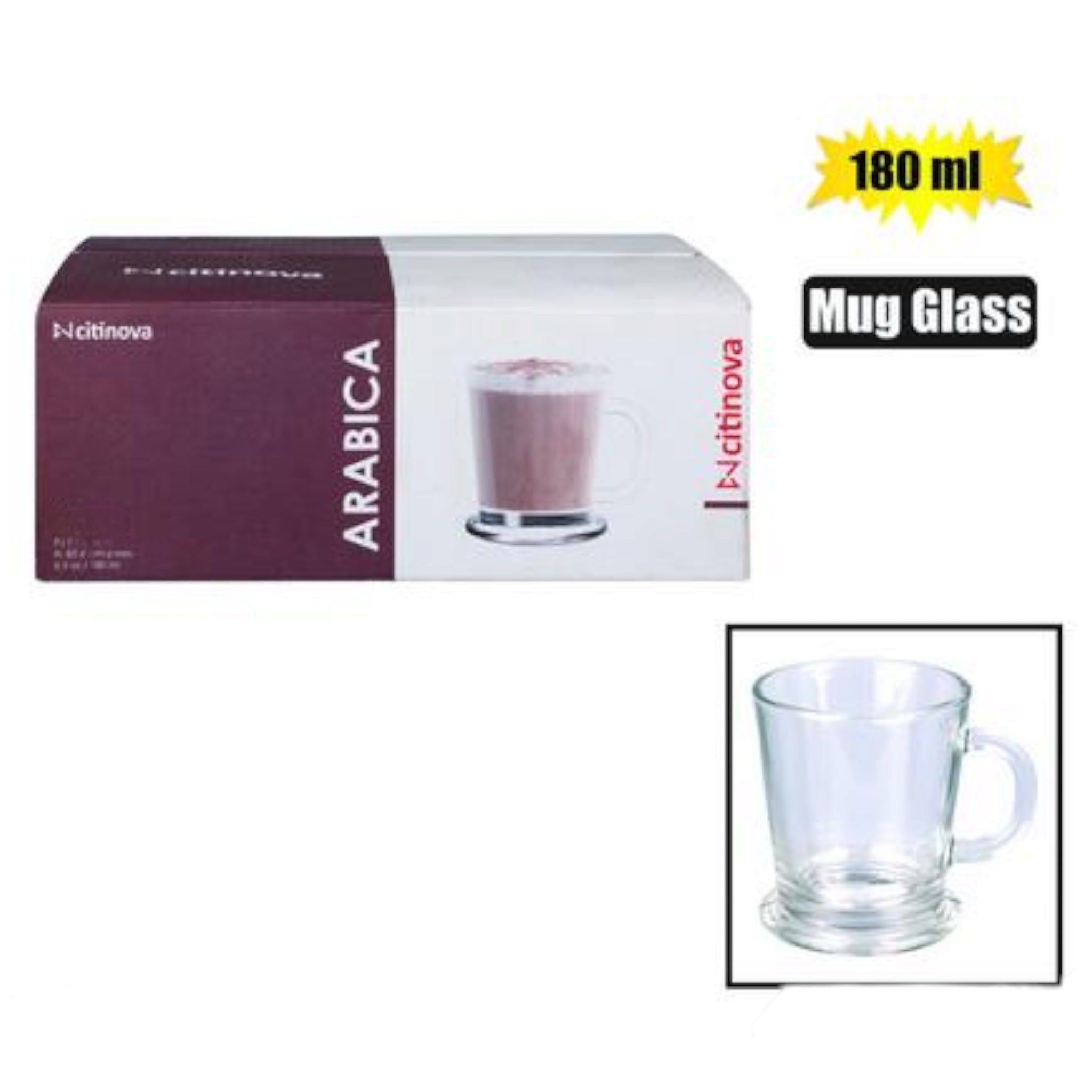 Arabica Glass Coffee Mug 180ml 1pc