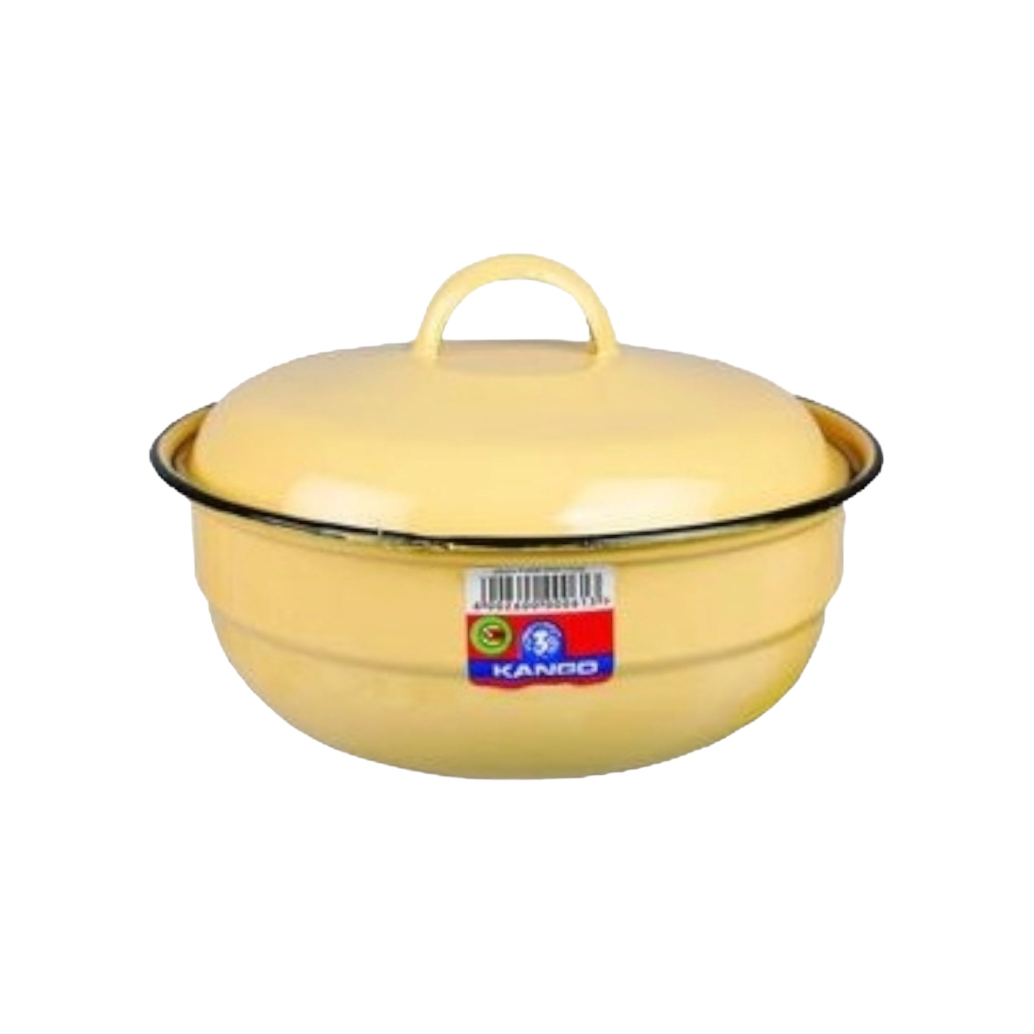 Enamel Food Dish 20cm Plain with Lid