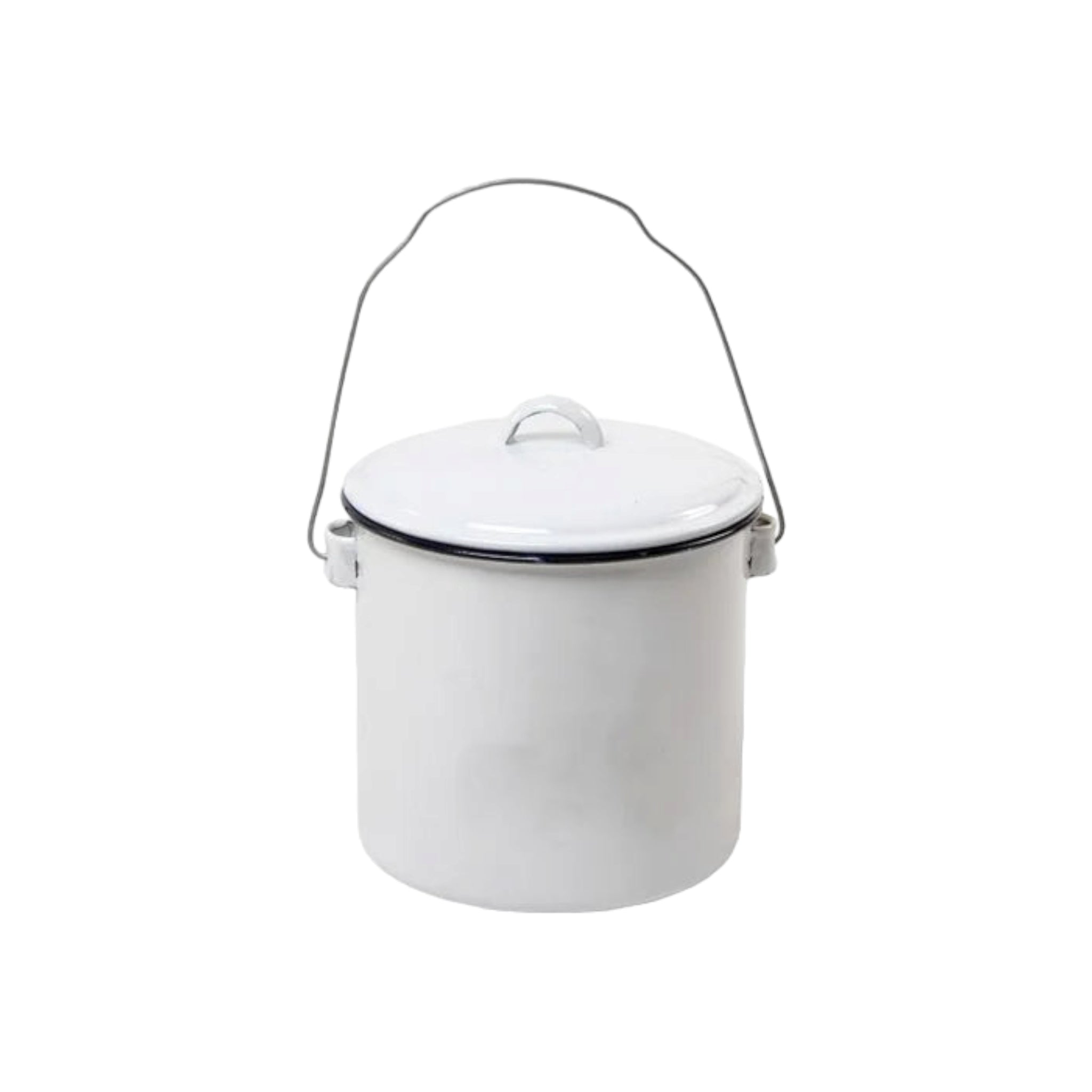 Enamel Billy Can 16cm Food Beverage Carrier with Lid & Handle