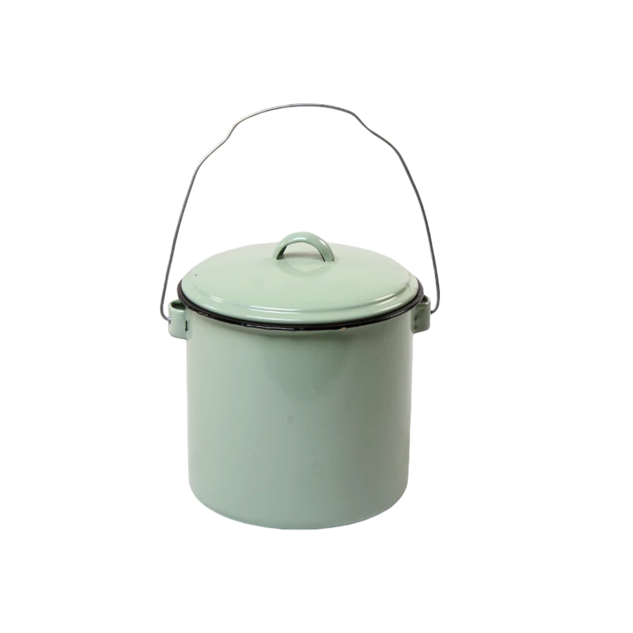 Enamel Billy Can 16cm Food Beverage Carrier with Lid & Handle