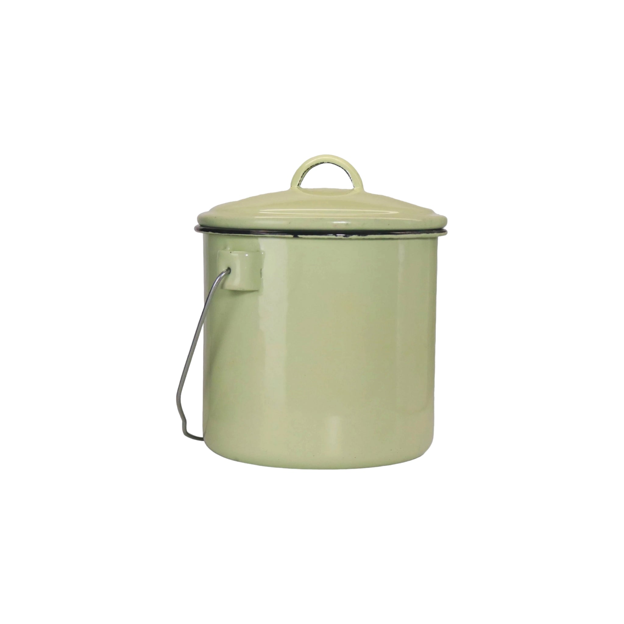 Enamel Billy Can 16cm Food Beverage Carrier with Lid & Handle