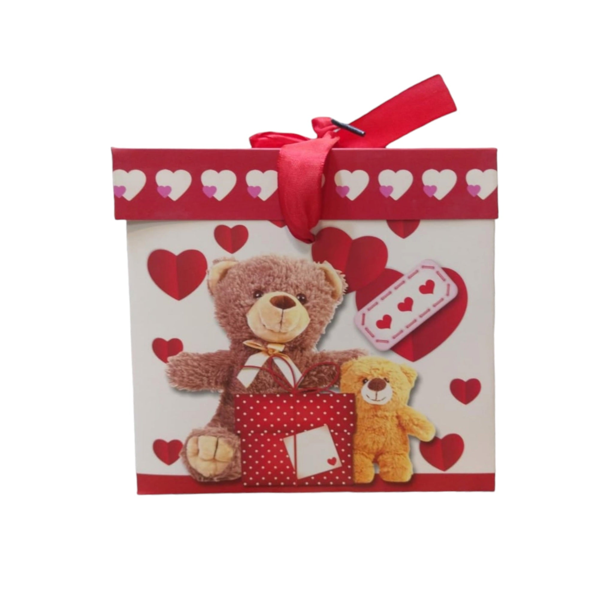 Gift Folding Box Square 15x15x15cm Bear Hearts