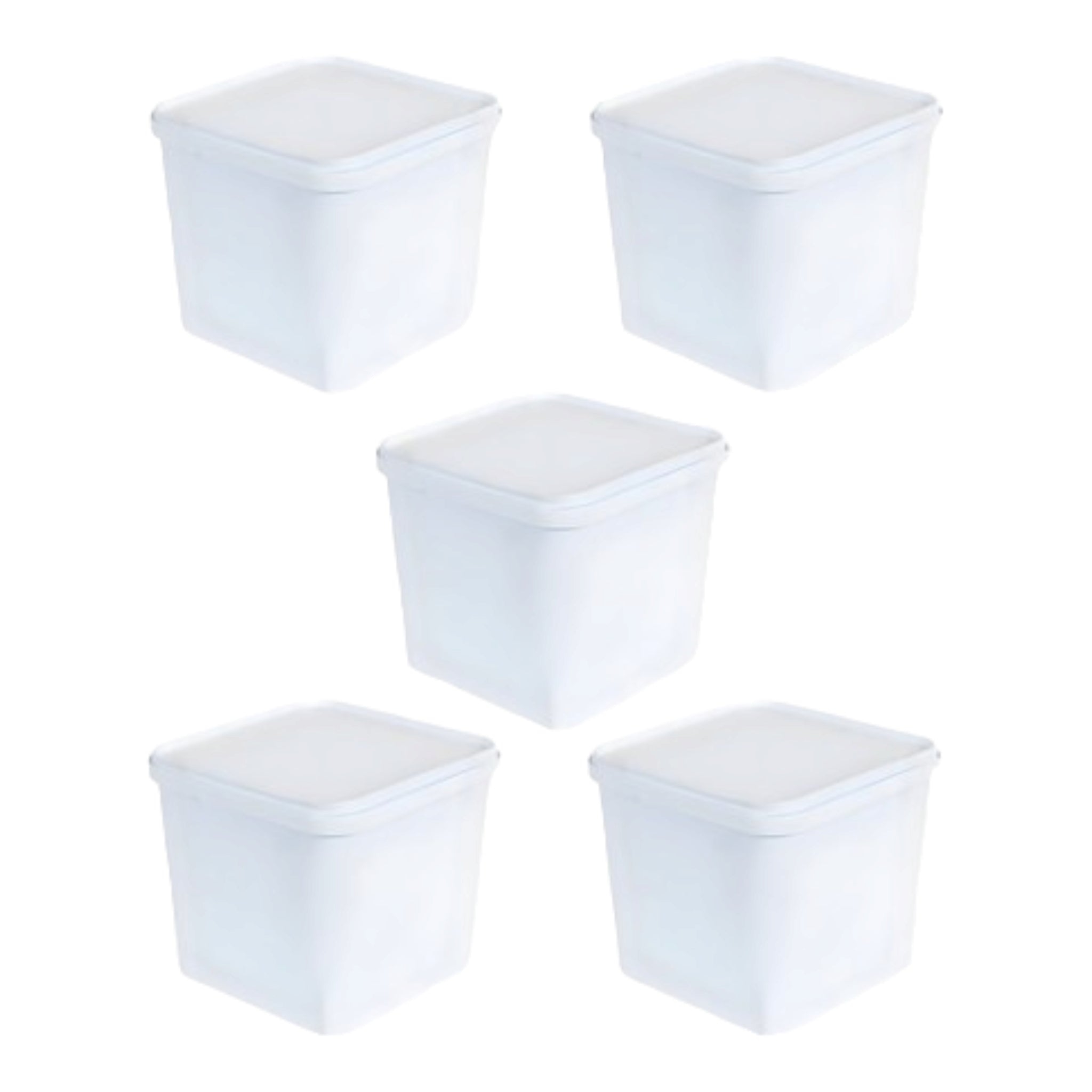 5L Ice Cream Tub Container White with Lid Tamper Evident 5pack