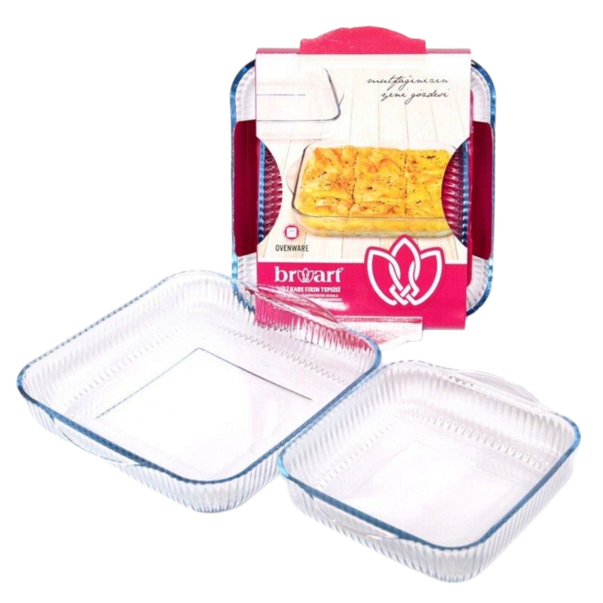 Broart Square Honeycomb Glass Oven Tray 2pc Set 26+32cm BR-145428