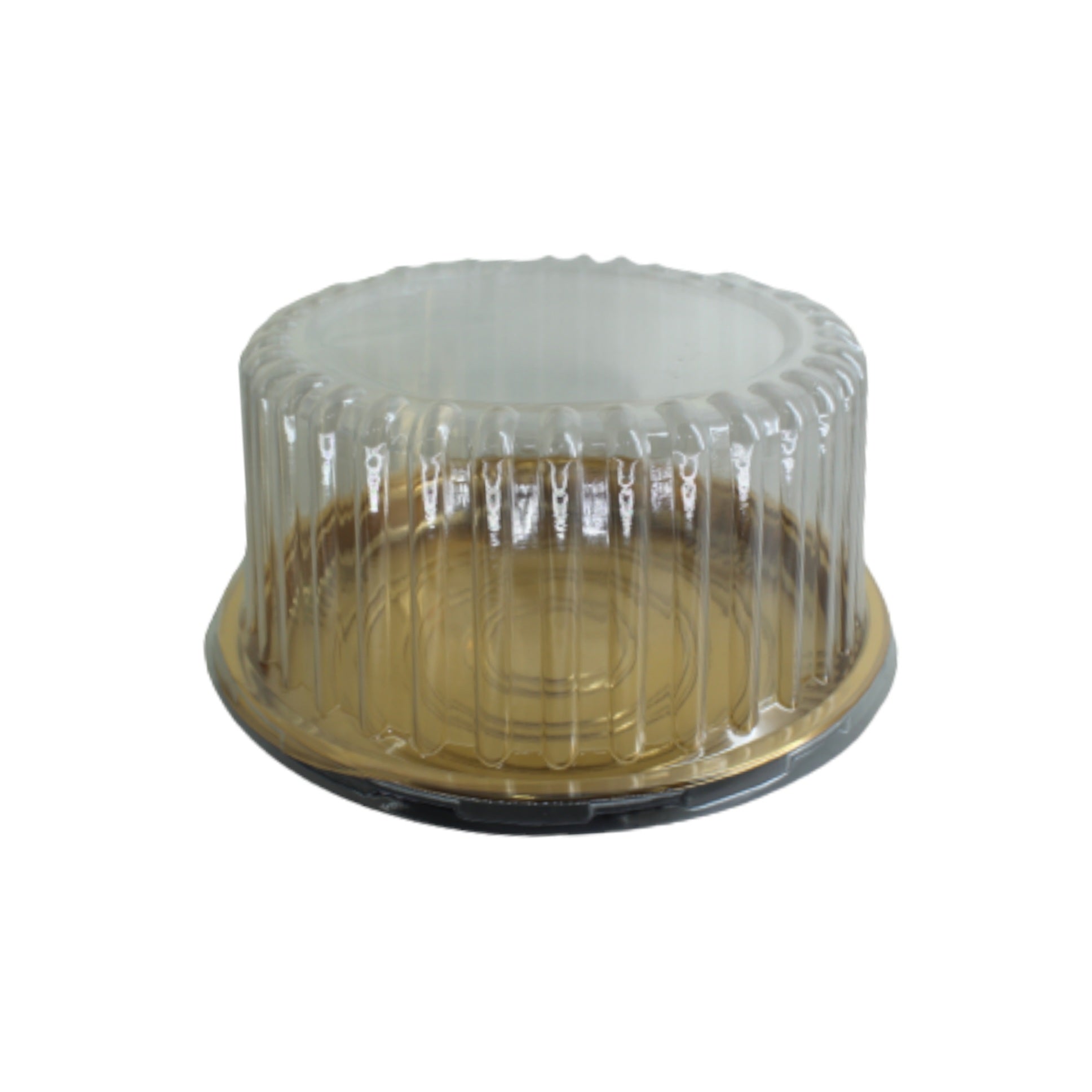 Disposable Serving To Go Pateresie Cake Container with Dome Lid Round Gold