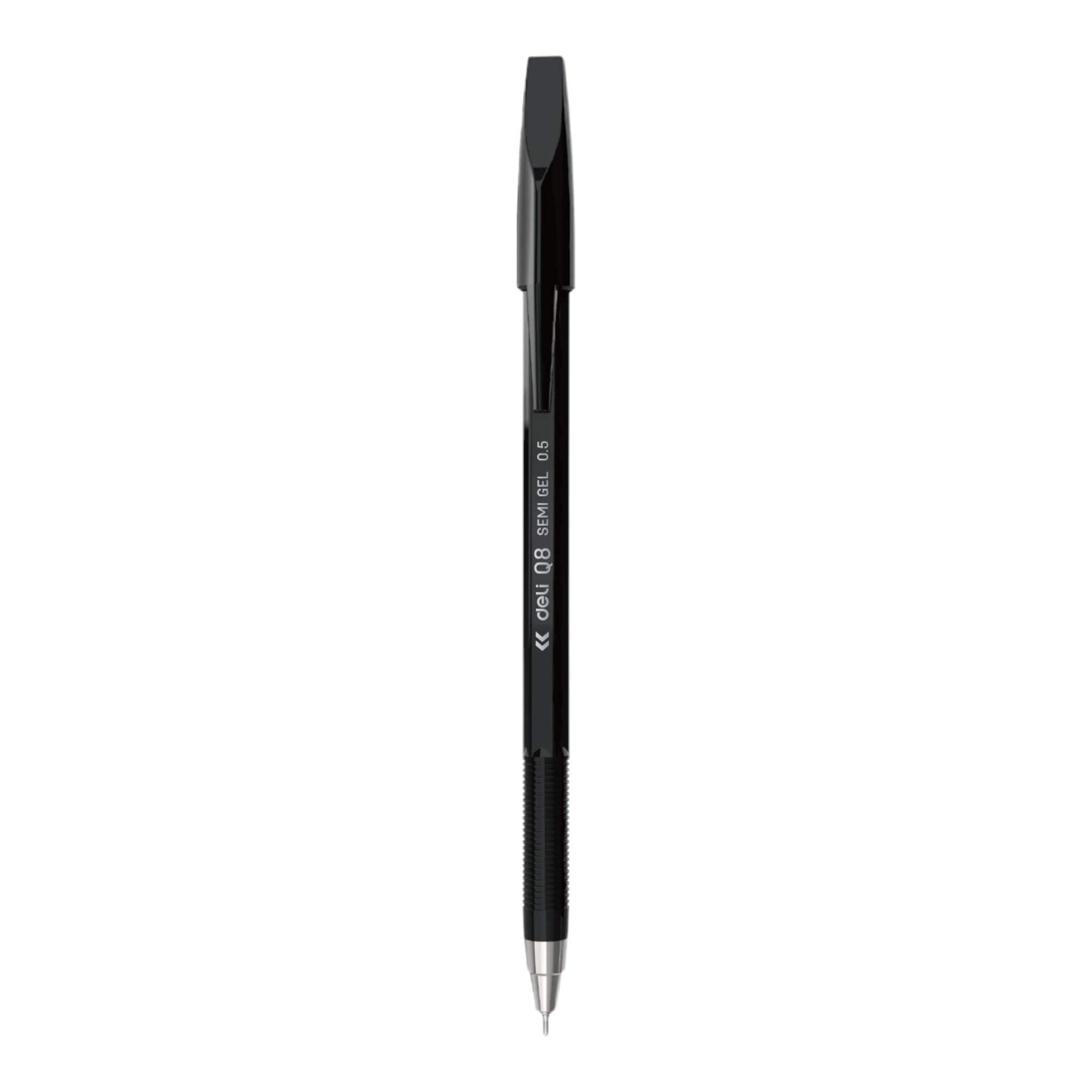 Deli Black Pen 0.5mm Needle Tip Semi Gel