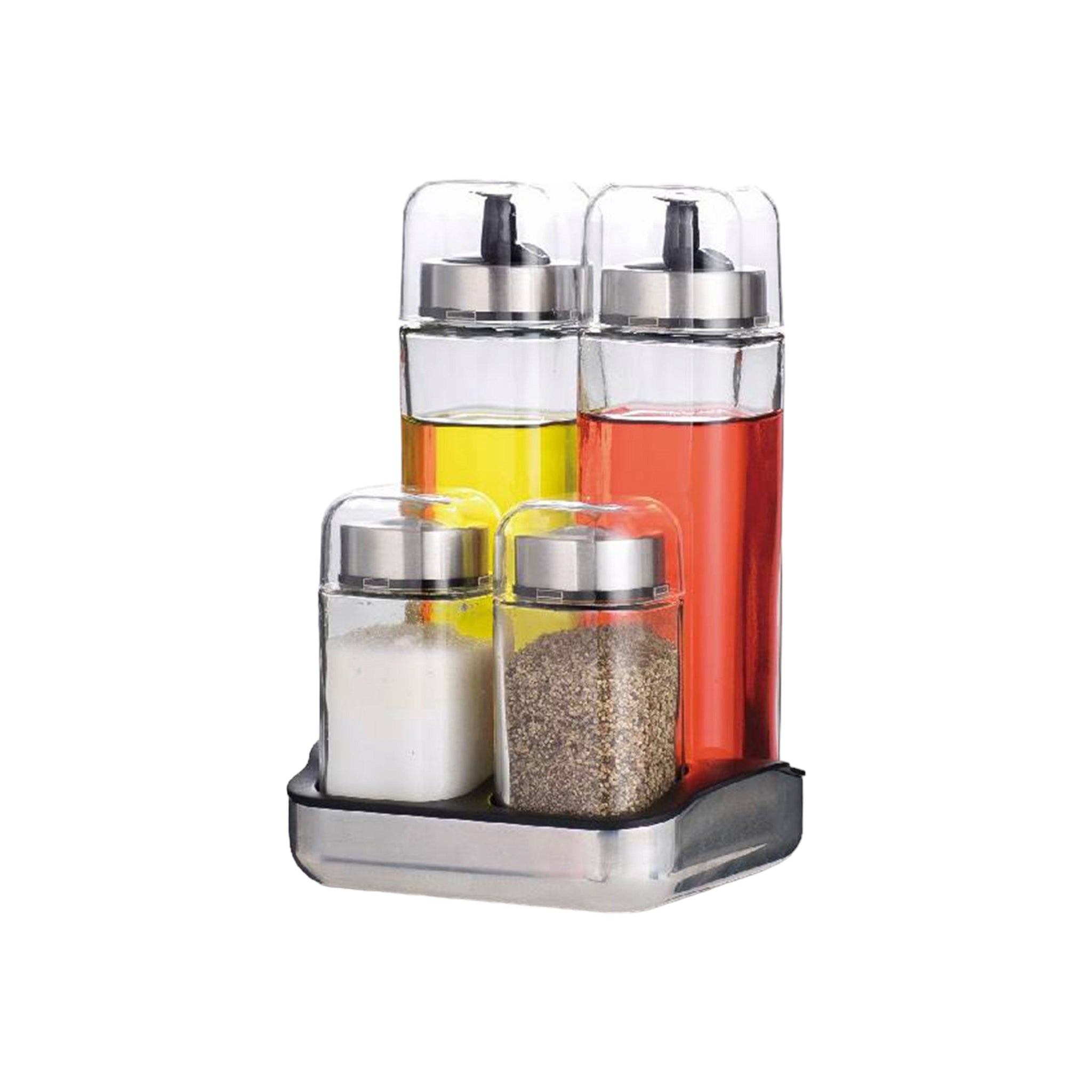 Aqua Creut Conimdment Jars with Rack 4pc Set 25026