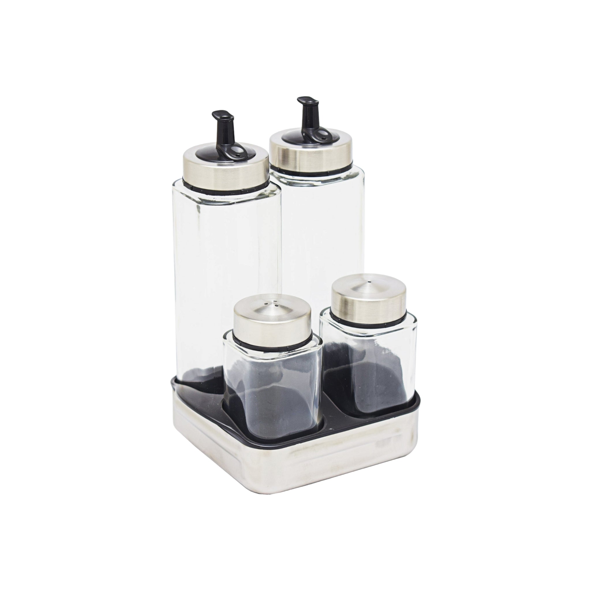 Aqua Creut Conimdment Jars with Rack 4pc Set 25026