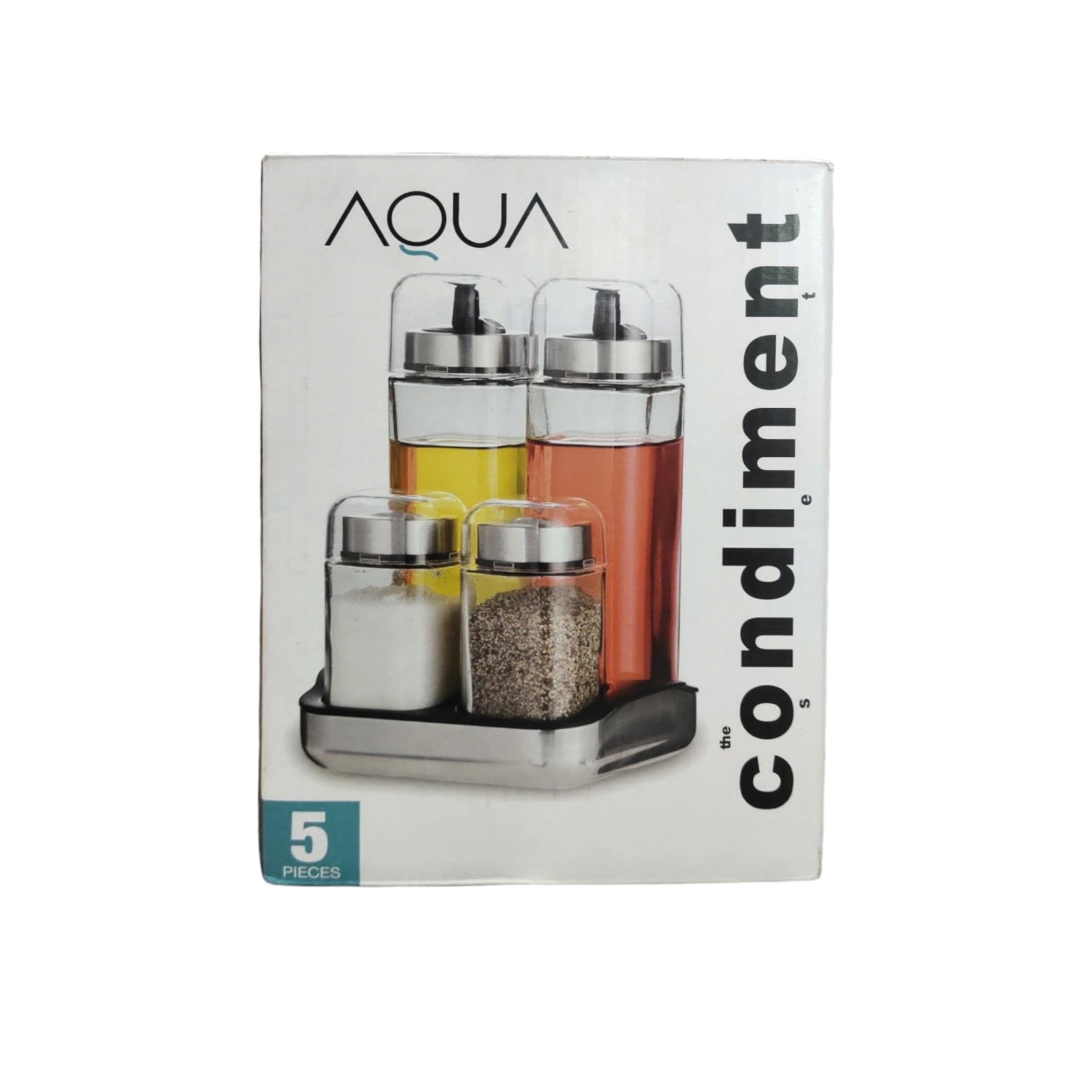 Aqua Creut Conimdment Jars with Rack 4pc Set 25026