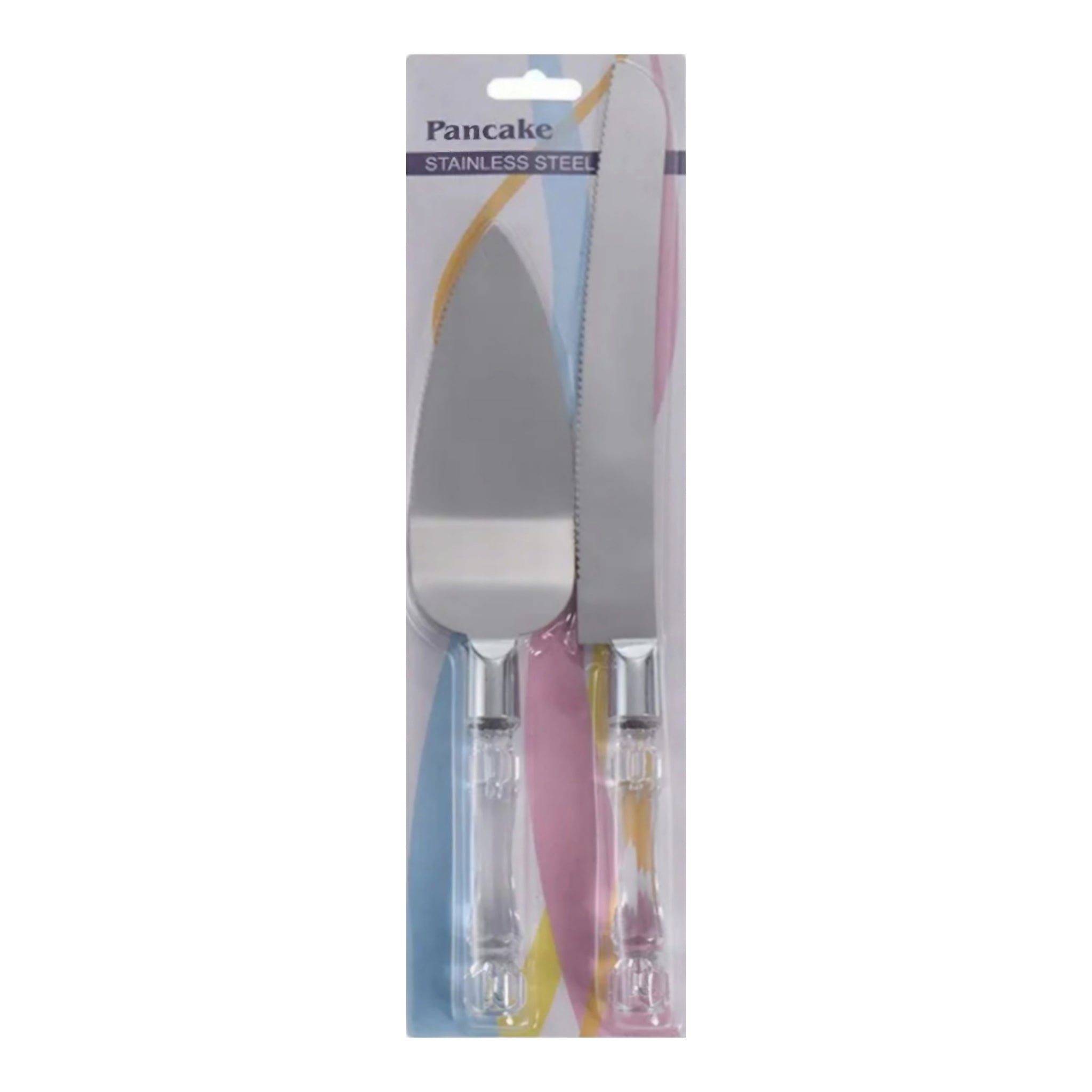 Wedding Cake Knife & Lifter 2pc Set with Crystal Plastic Handle