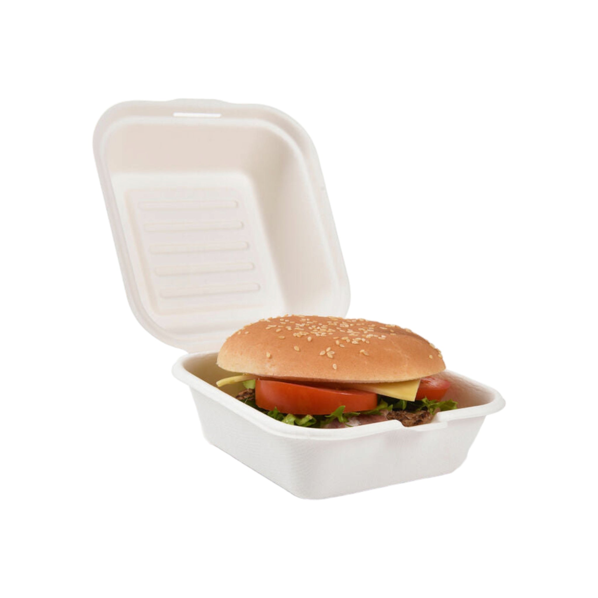 Biodegradable Burger Lunchbox 6inch Takeaway Clamshell Sugar Cane