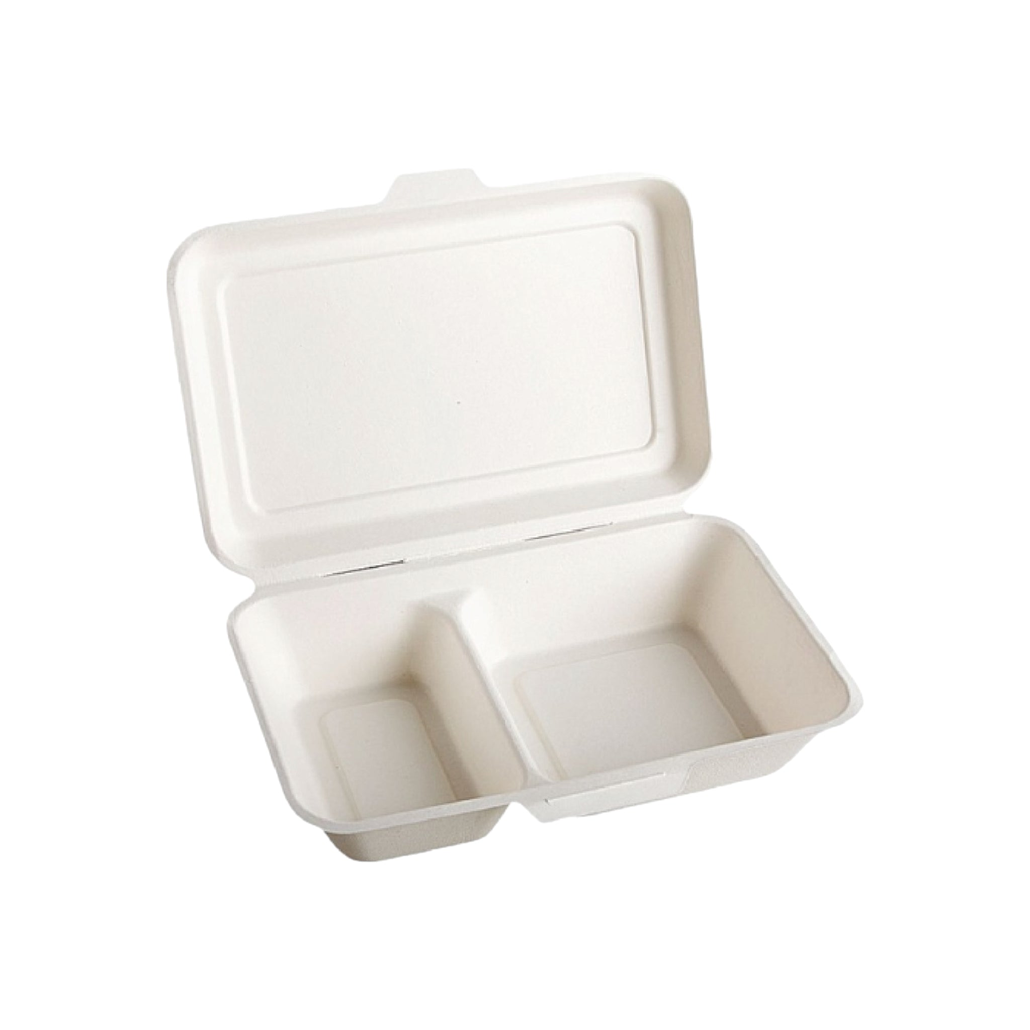 Biodegradable Lunchbox 2-Compartment Takeaway Clamshell Sugar Cane 9x6inch