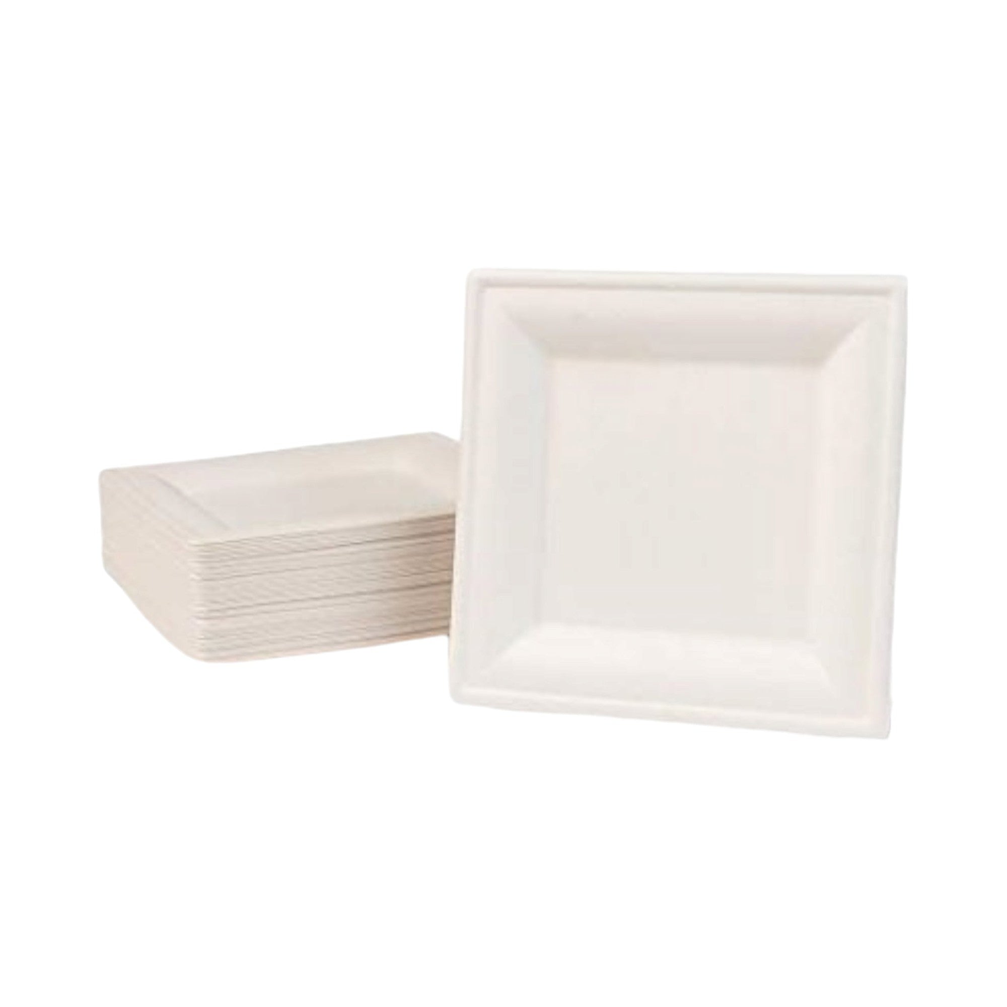 Biodegradable Takeaway Plate 10inch Square White Sugar Cane