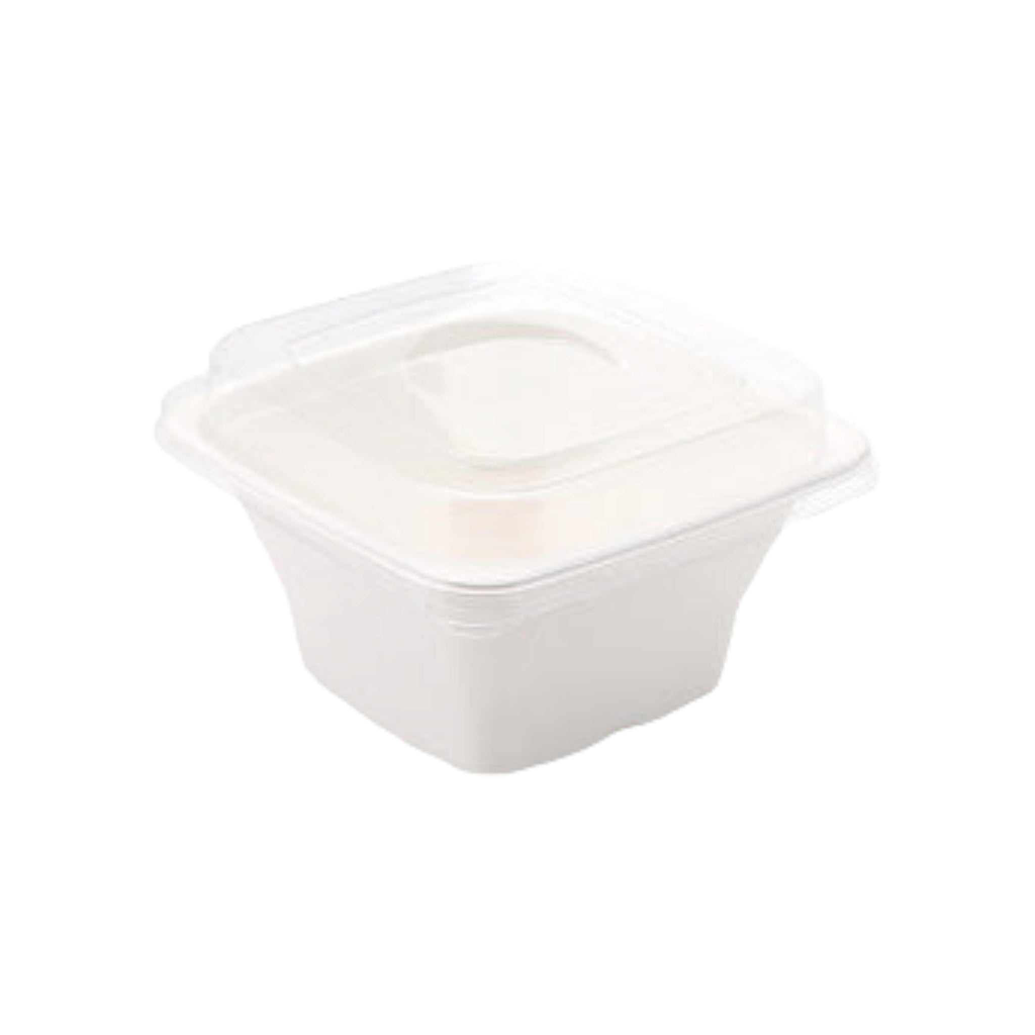 Biodegradable Sugar Cane Takeaway Bowl Square 1200ml White with Lid 5pack