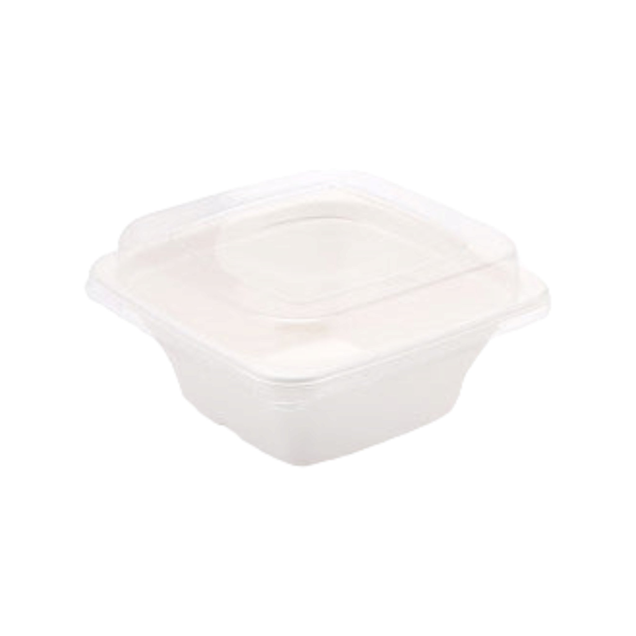 Biodegradable Sugar Cane Takeaway Bowl Square 950ml White with Lid 5pack