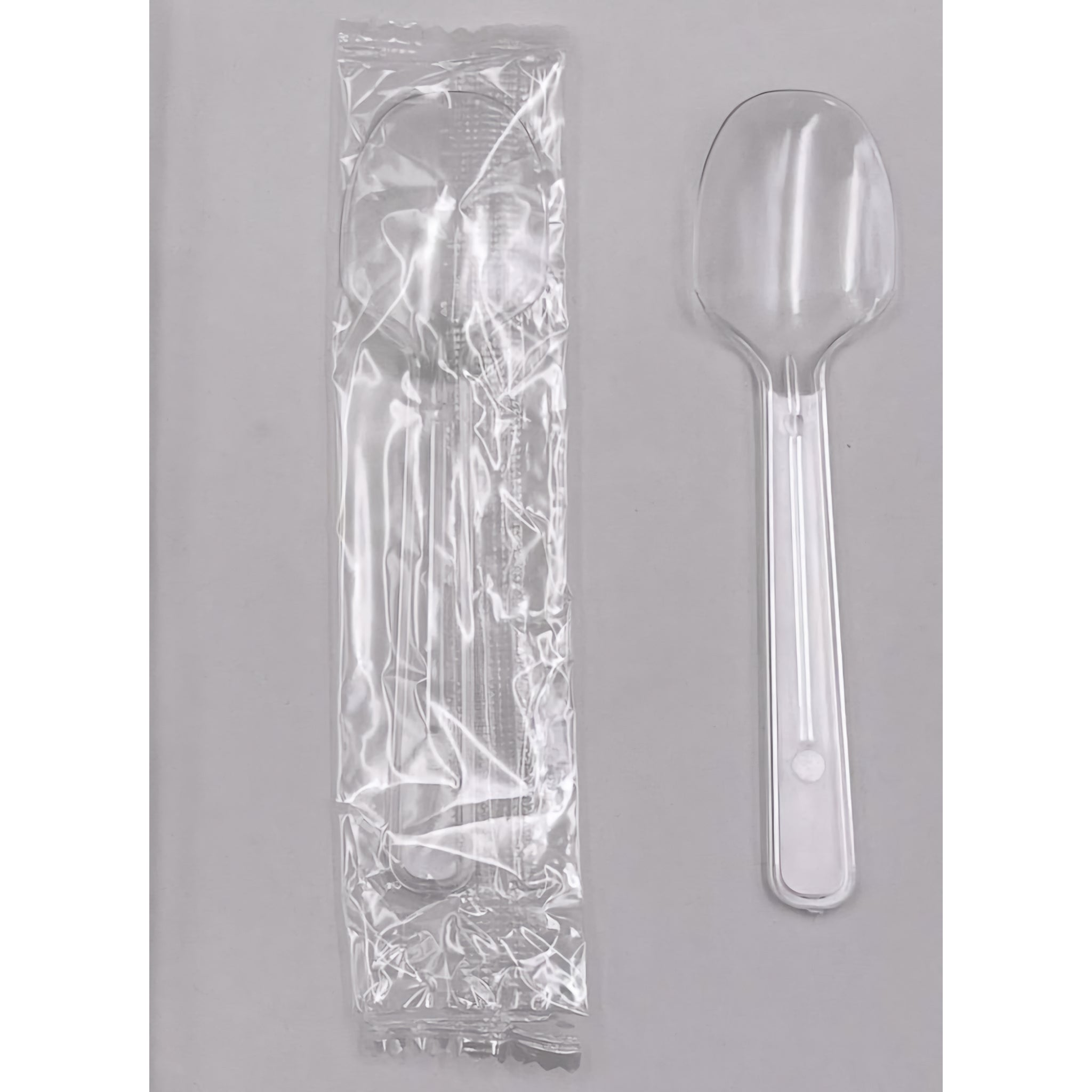 Plastic Acrylic Disposable Spoon with Wrap 50Pack 10cm