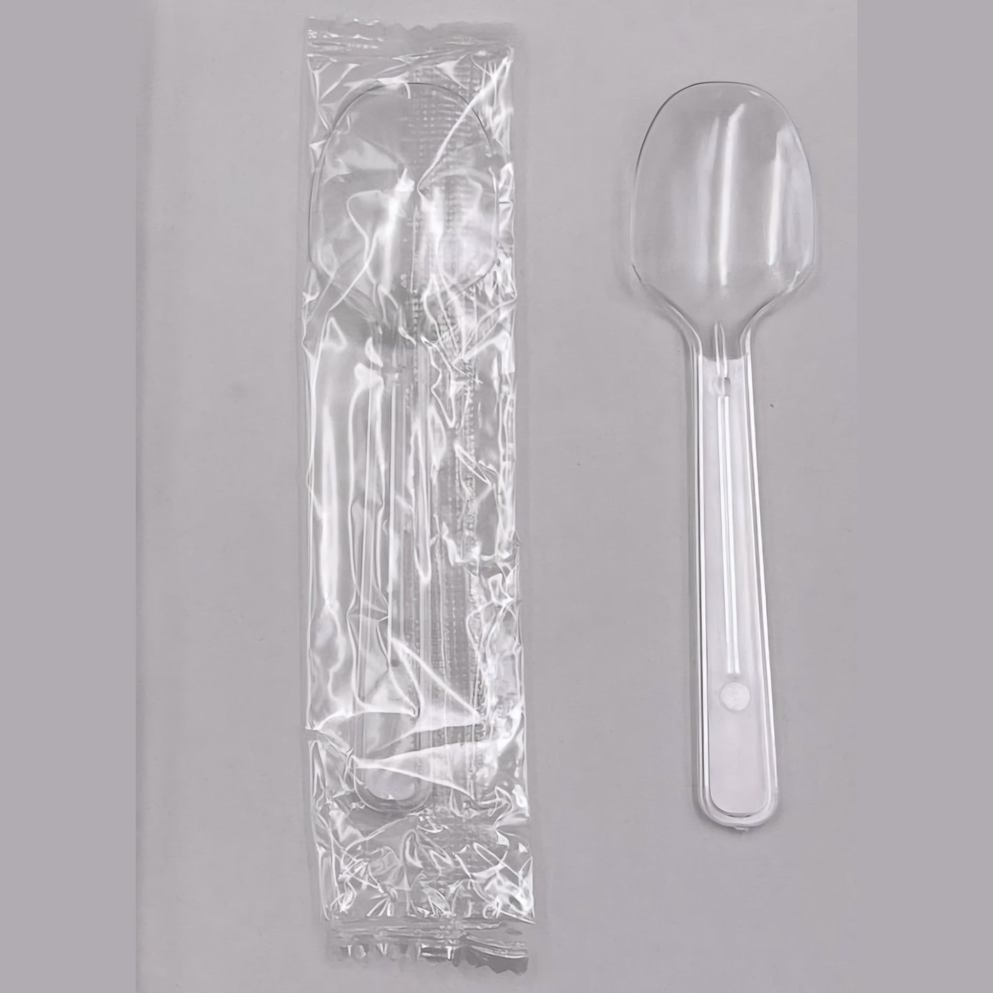 Plastic Acrylic Disposable Spoon with Wrap 50Pack 10cm