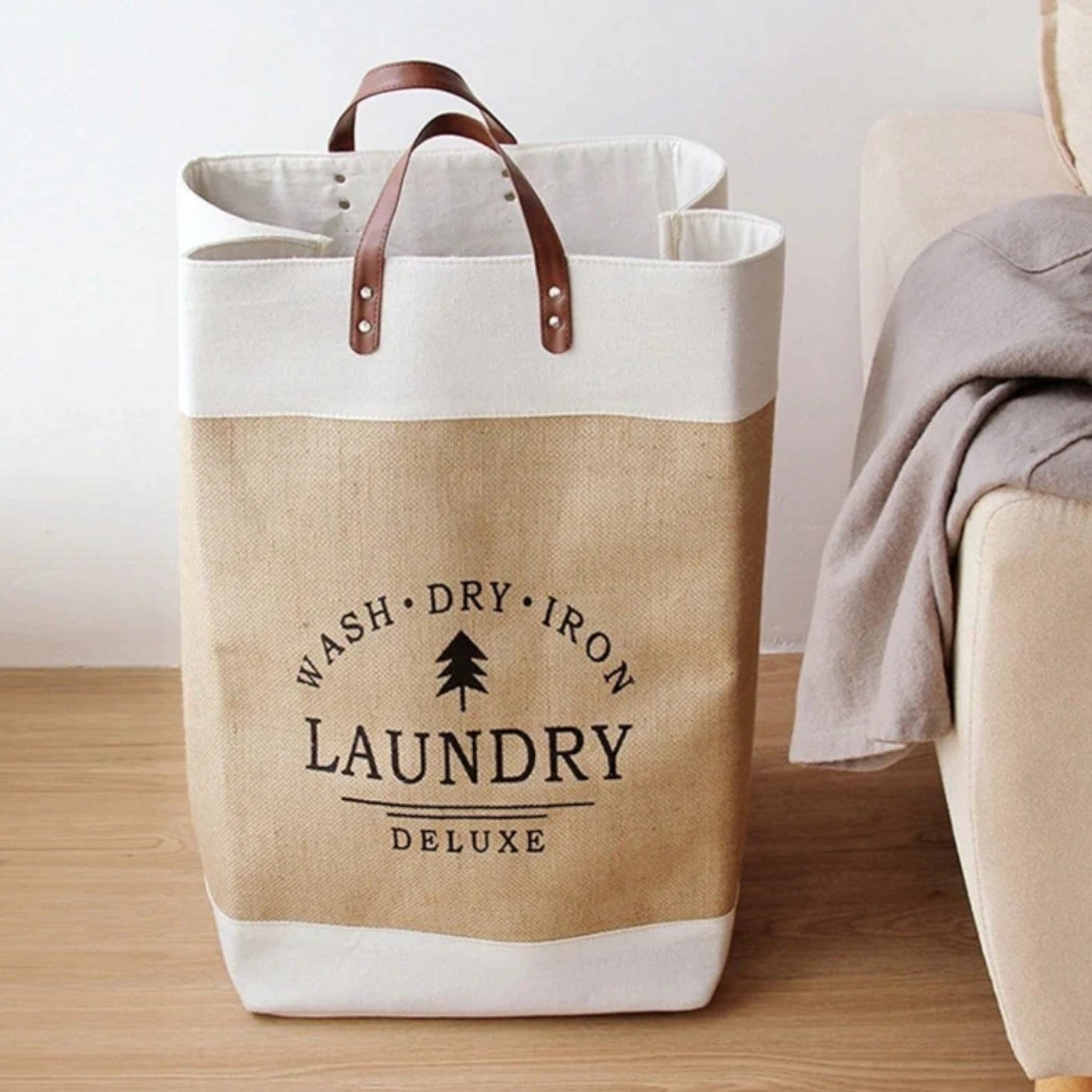 Foldable Canvas Laundry Bag Basket