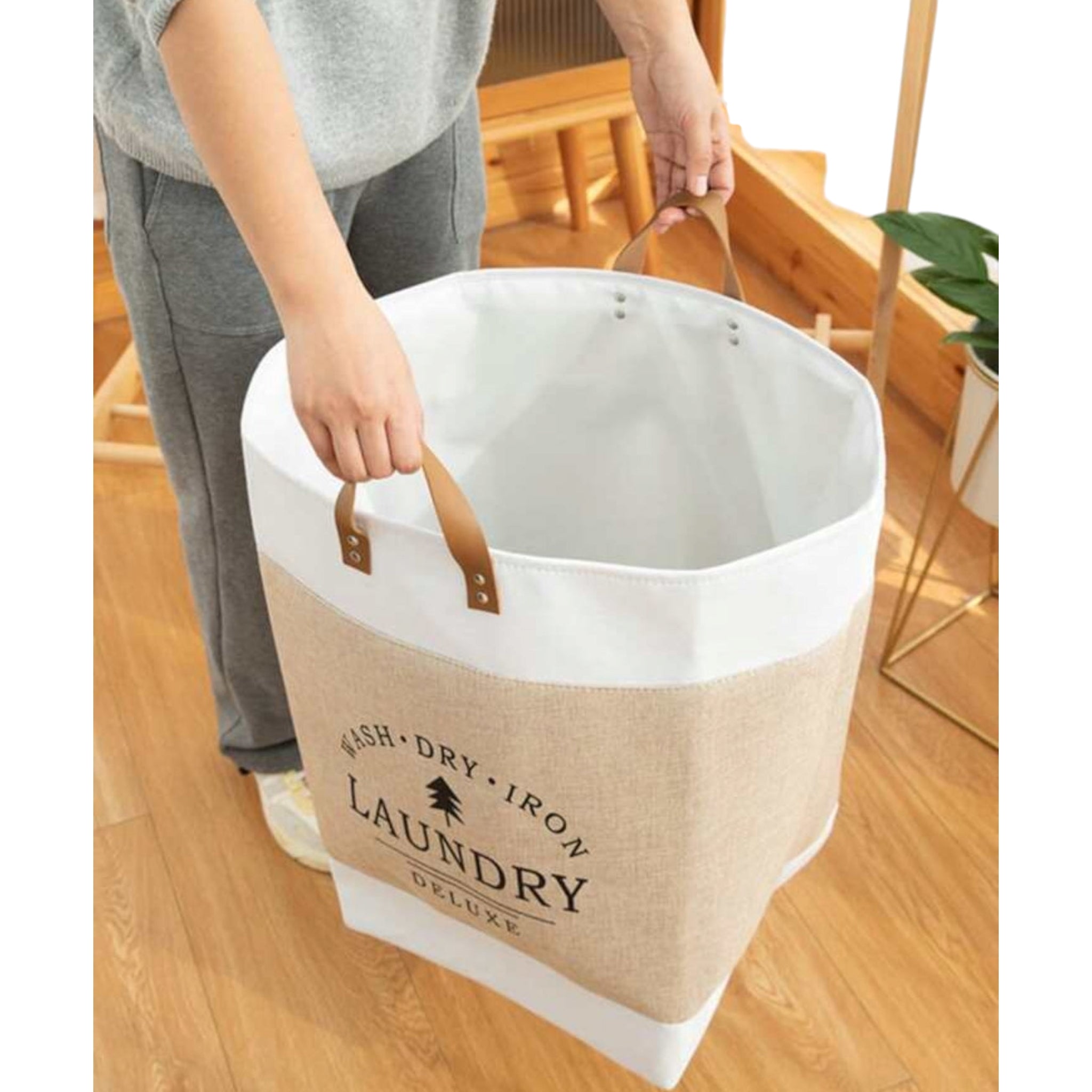 Foldable Canvas Laundry Bag Basket