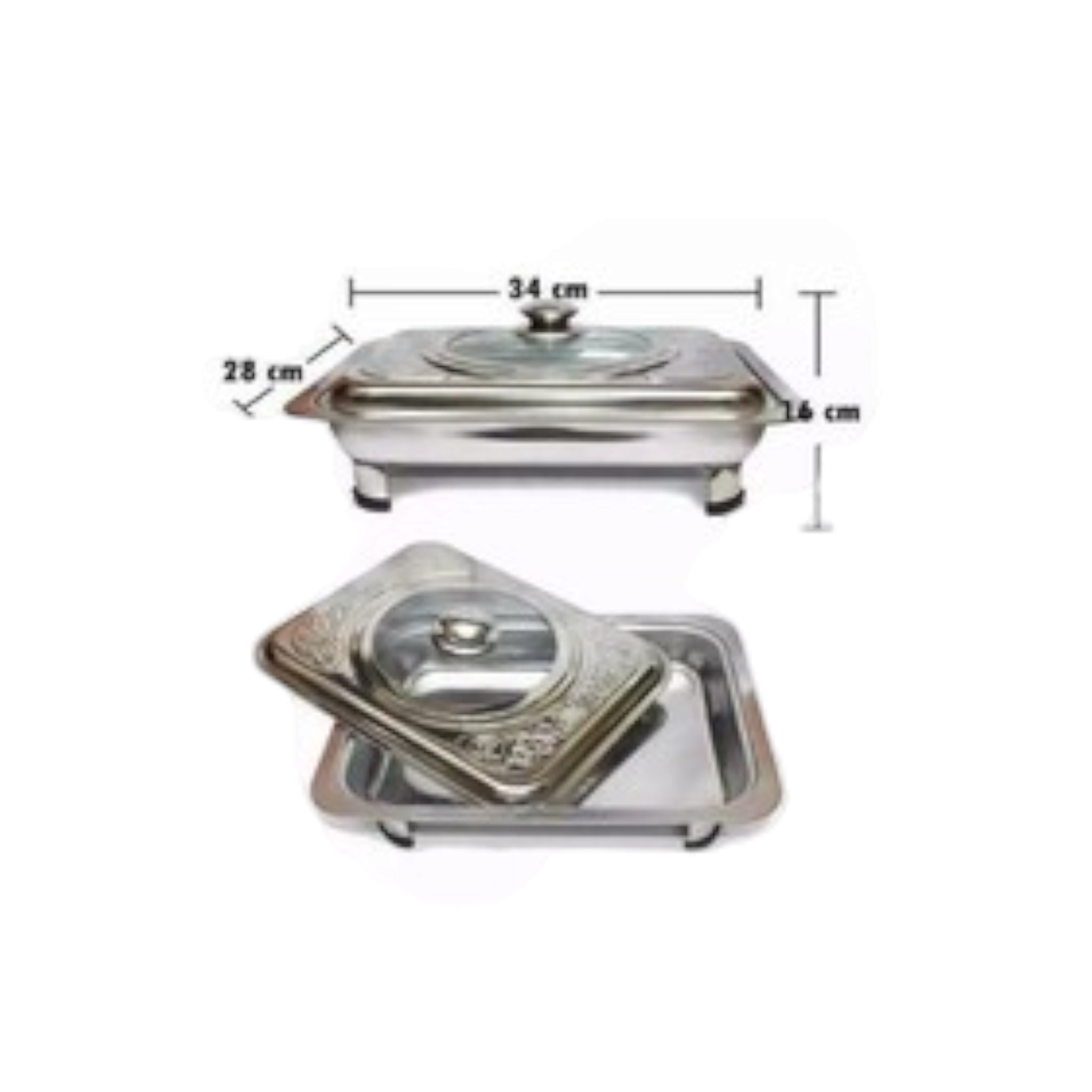 Buffet Warming Tray Chafing Dish Plafrom Design 40x30x6.5cm Rectangular Stainless Steel