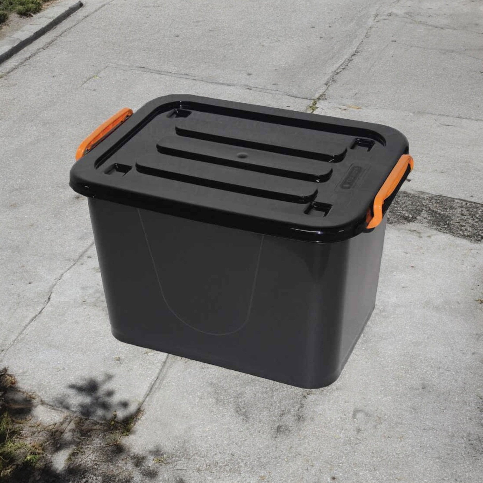 45L Storage Utility Box Container Black Plastic Nu Ware