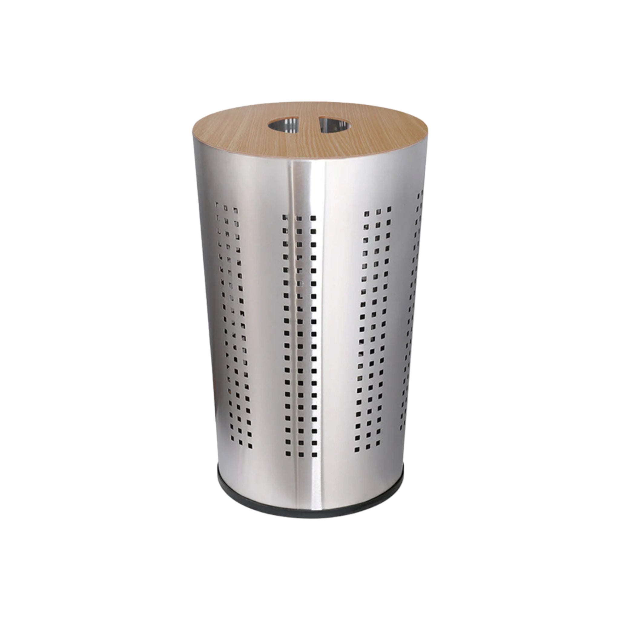 Laundry Bin Stainless Steel With Wooden Dark Brown Lid SGN2333