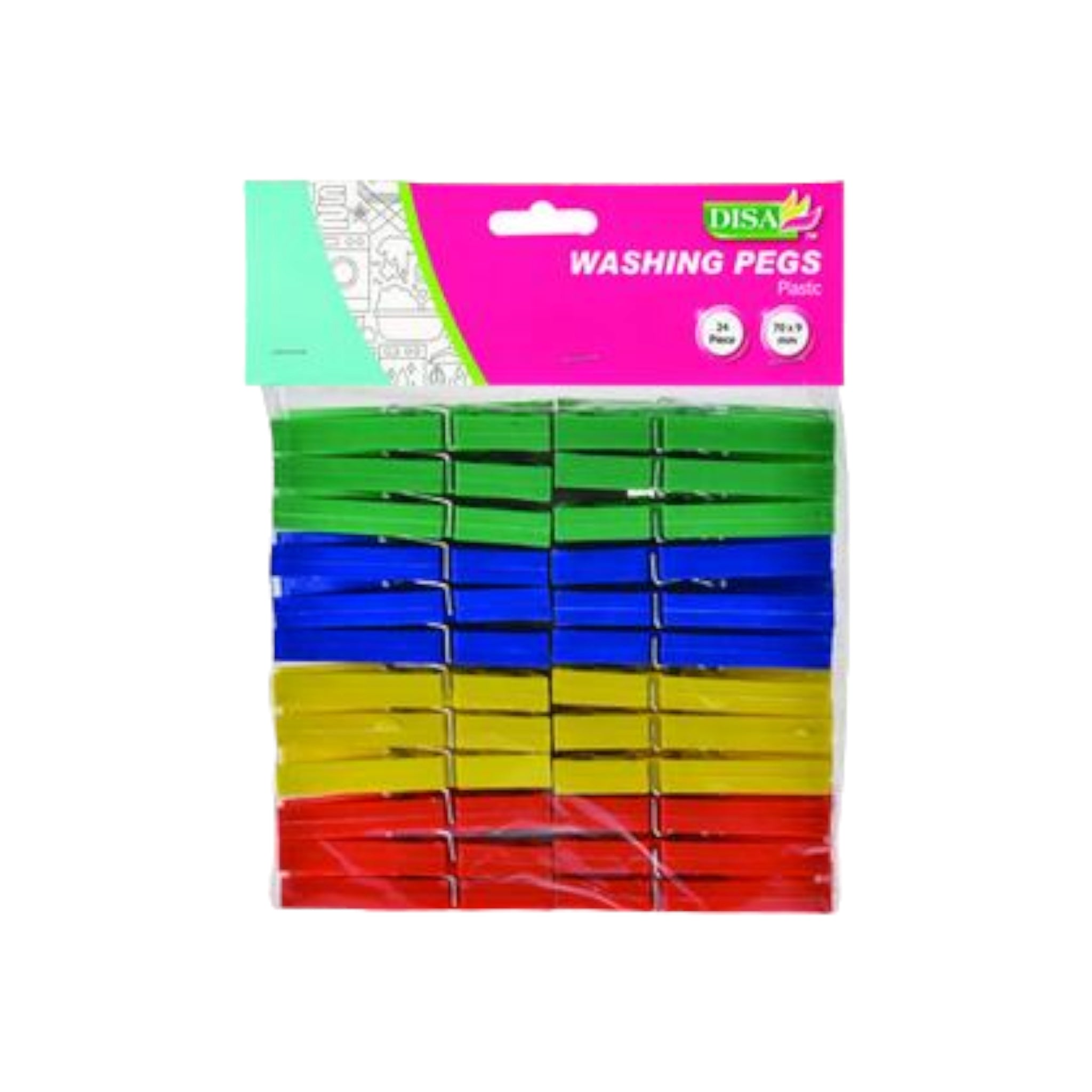 Disa Clothes Washing Pegs  Plastic Large  24pack