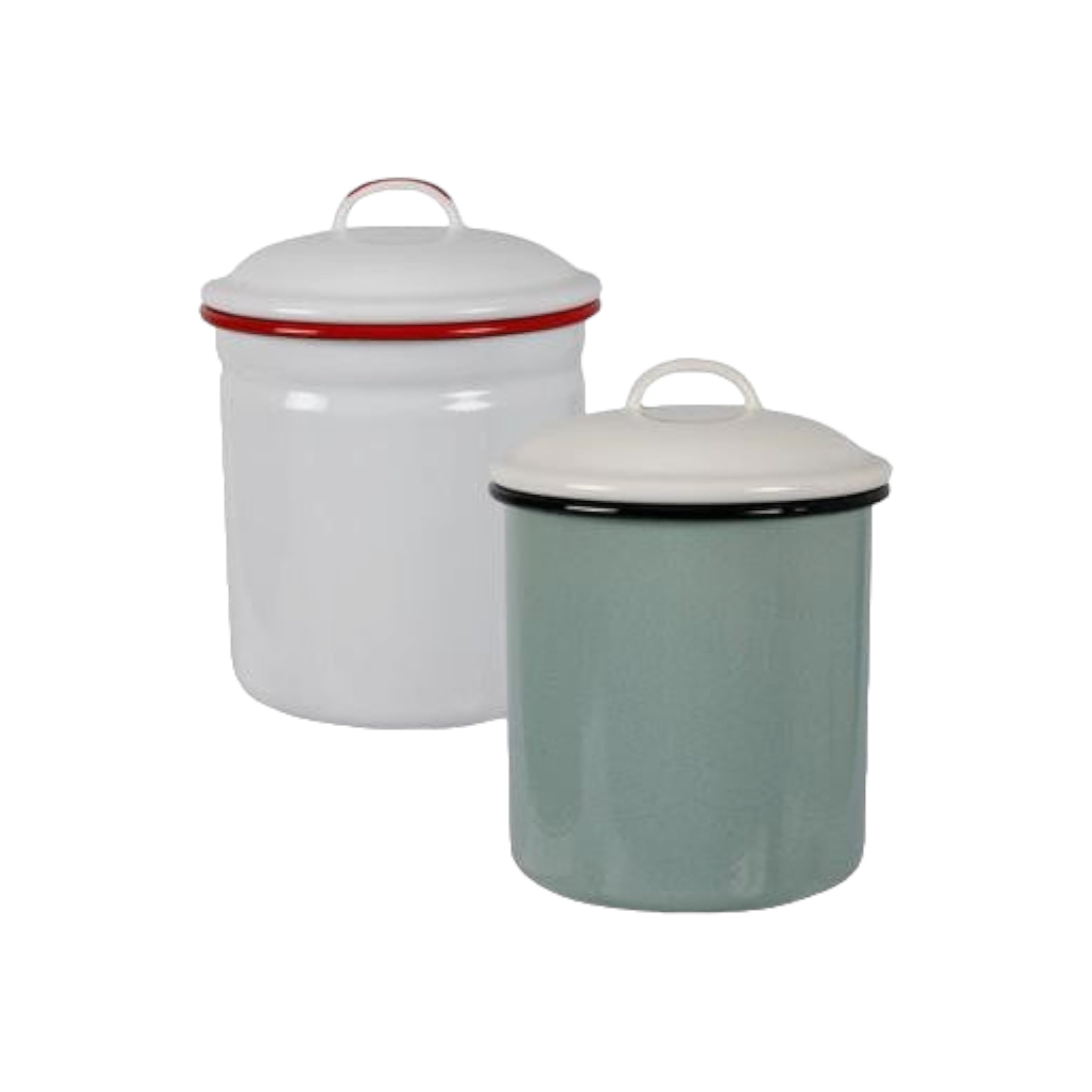 Enamel Belly Canister Pot 13cm with Lid