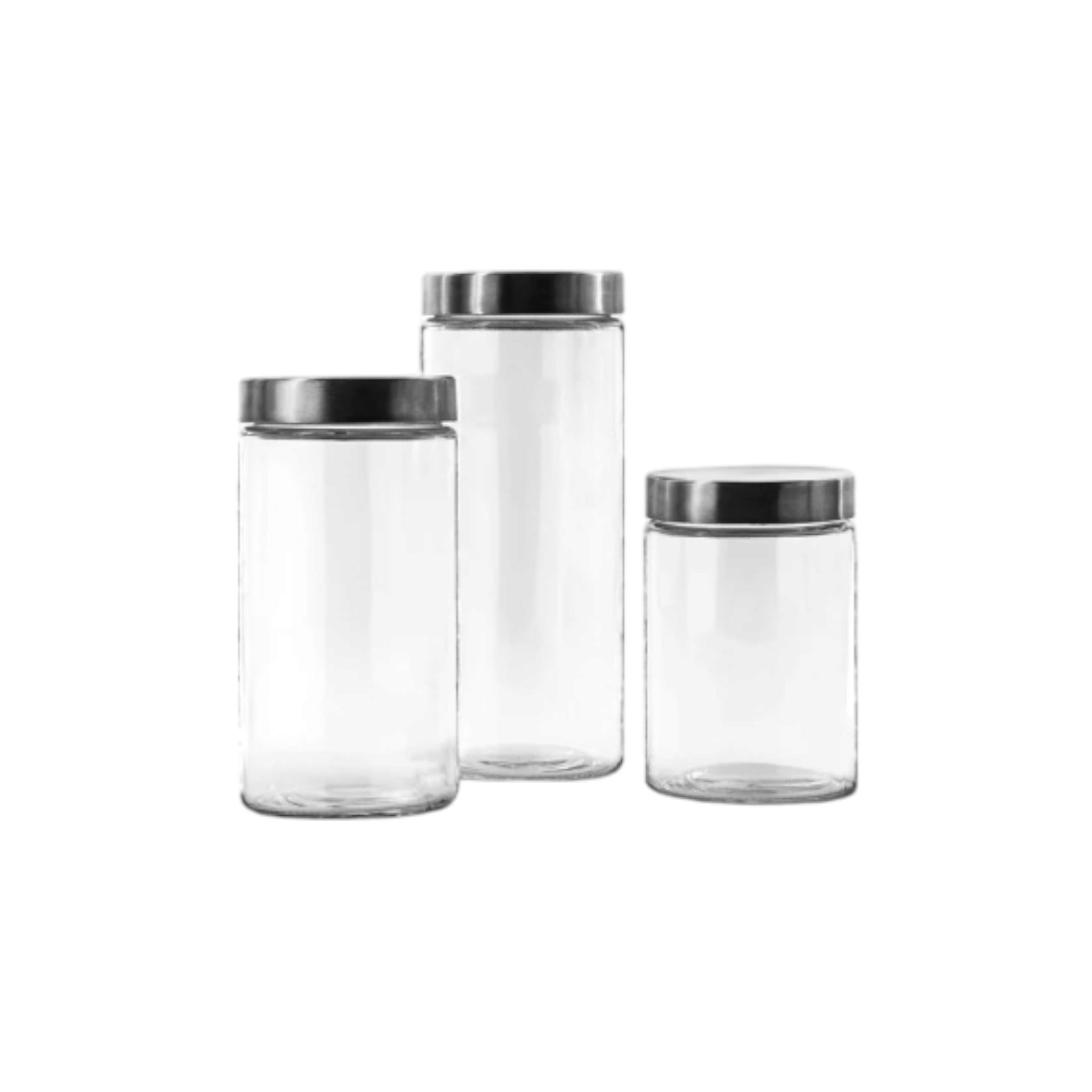 Consol Chicago Glass Canister 3pc Set with Stainless Steel Lid