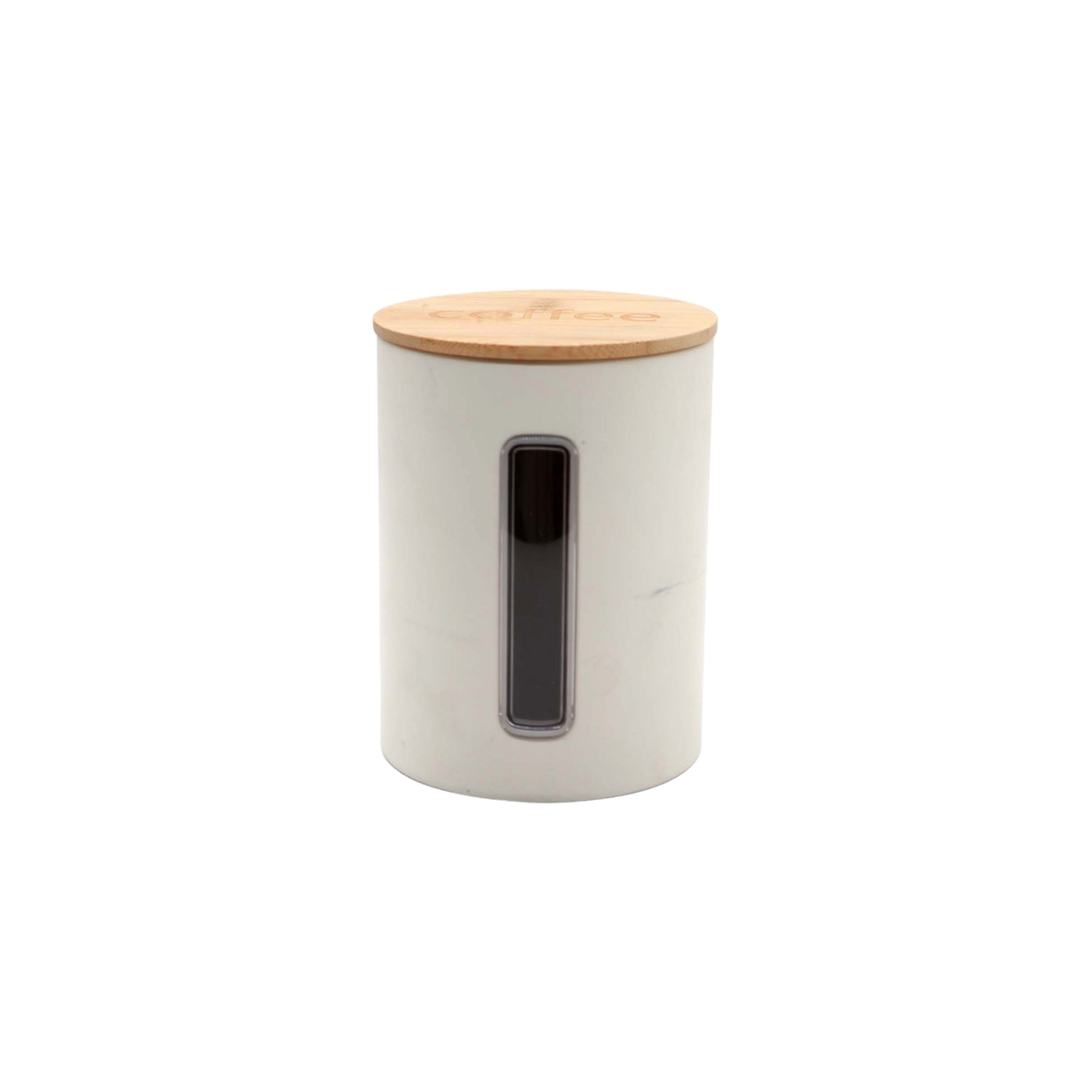 Coffee Canister Cream with Bamboo Lid