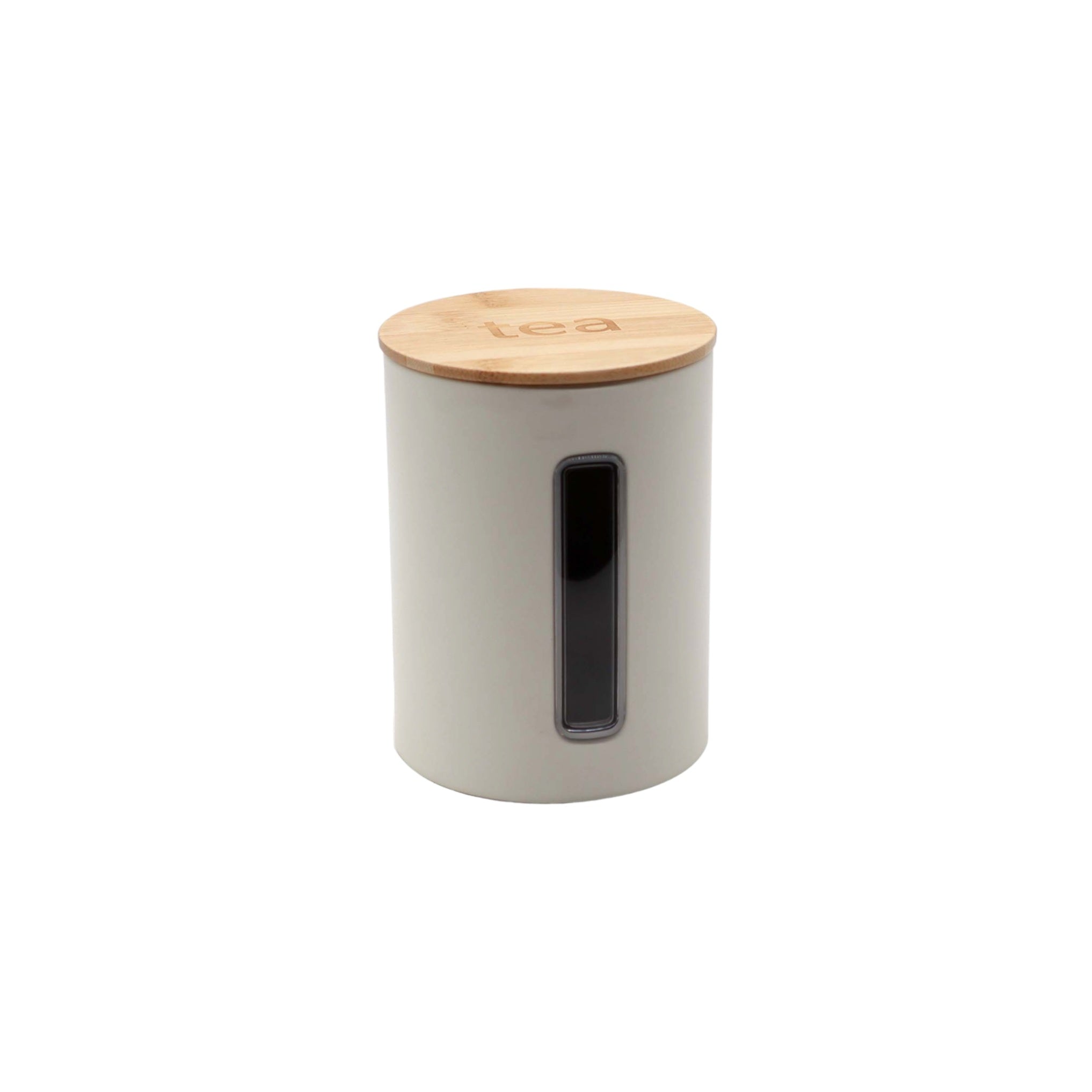 Tea Canister Cream with Bamboo Lid