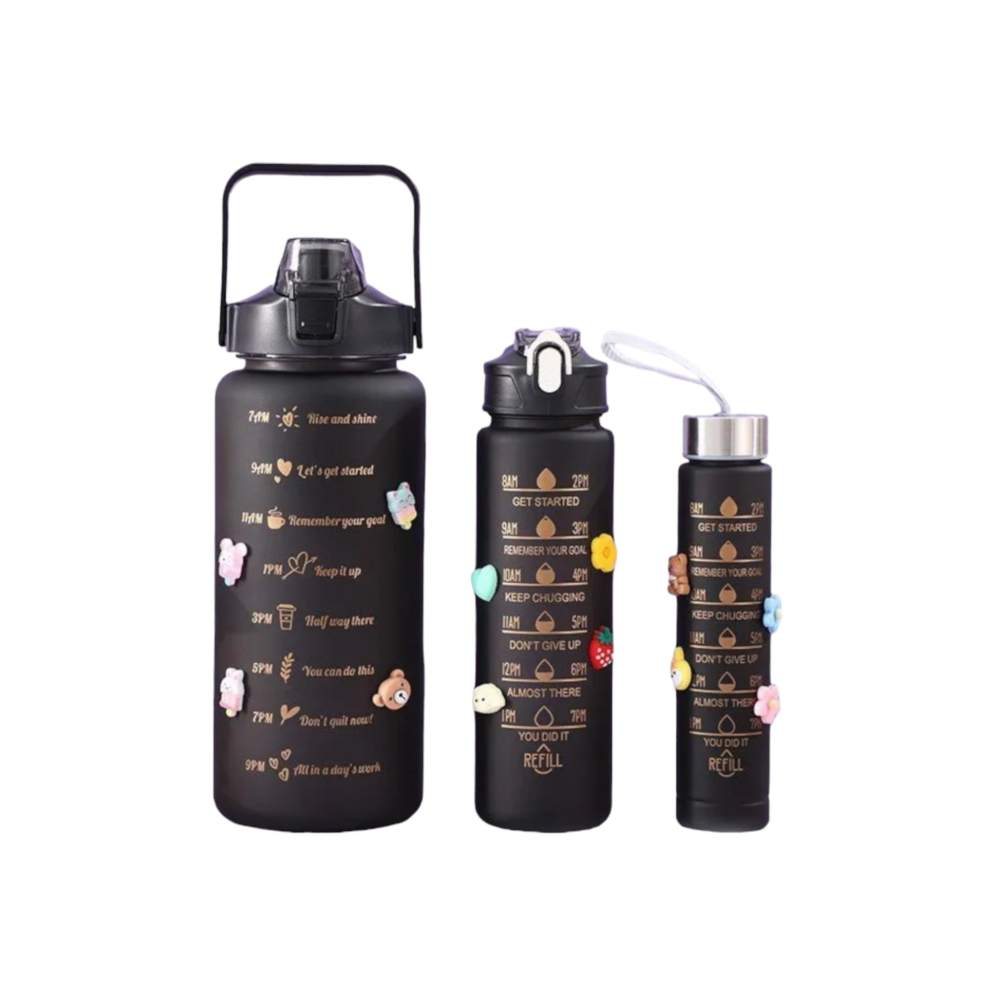 Motivatonal Sports Water Bottle 3pc Set