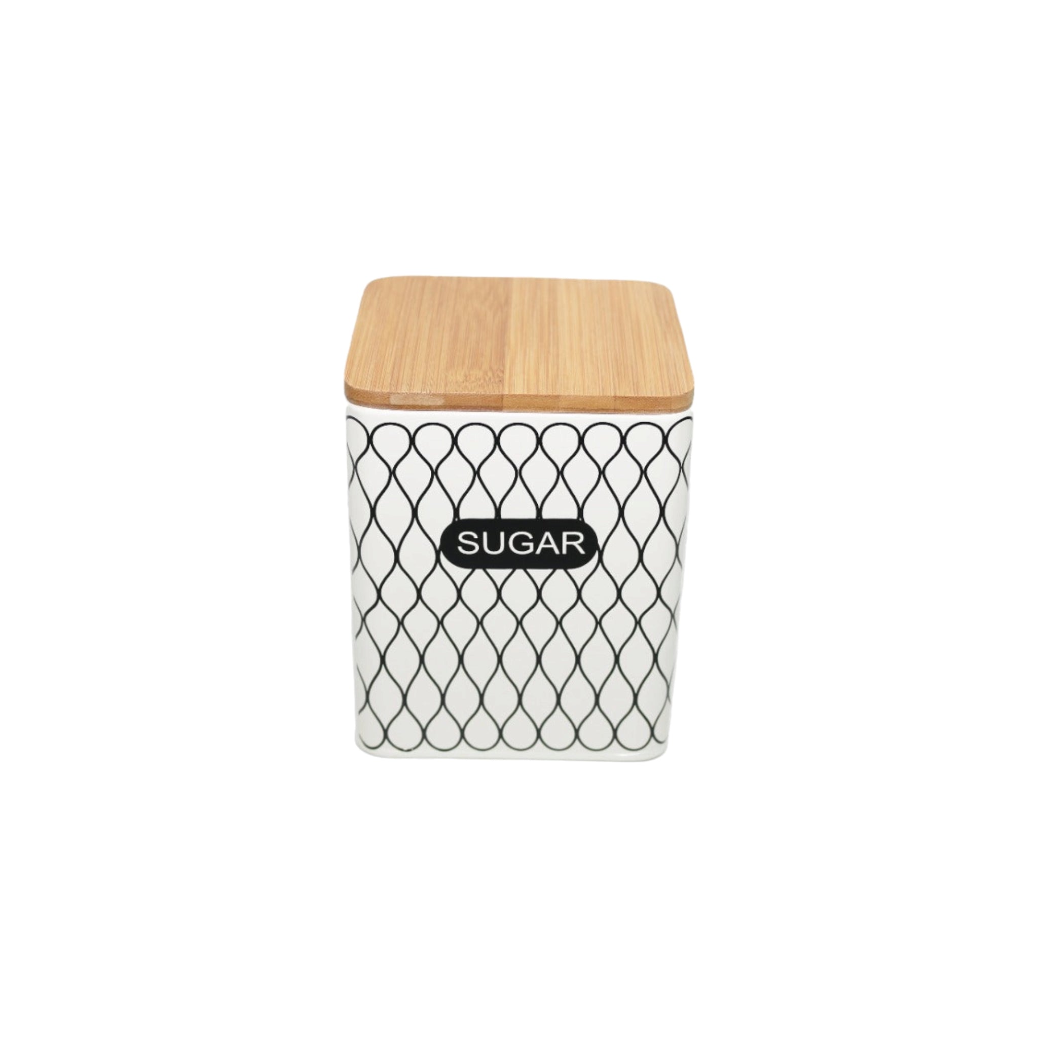 Canister Tin Sugar Cream/Black Square 29792