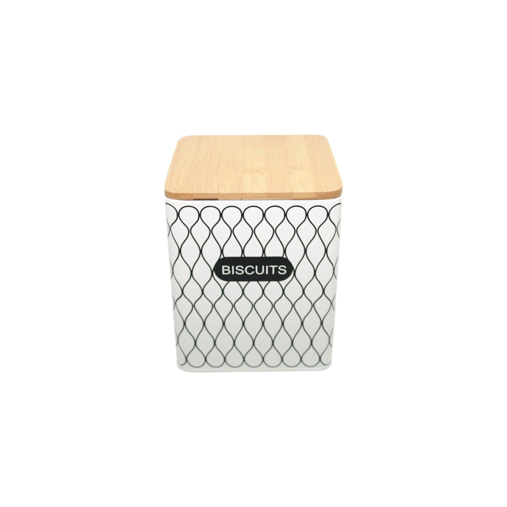 Canister Tin Biscuit Cream/Black Square 29791