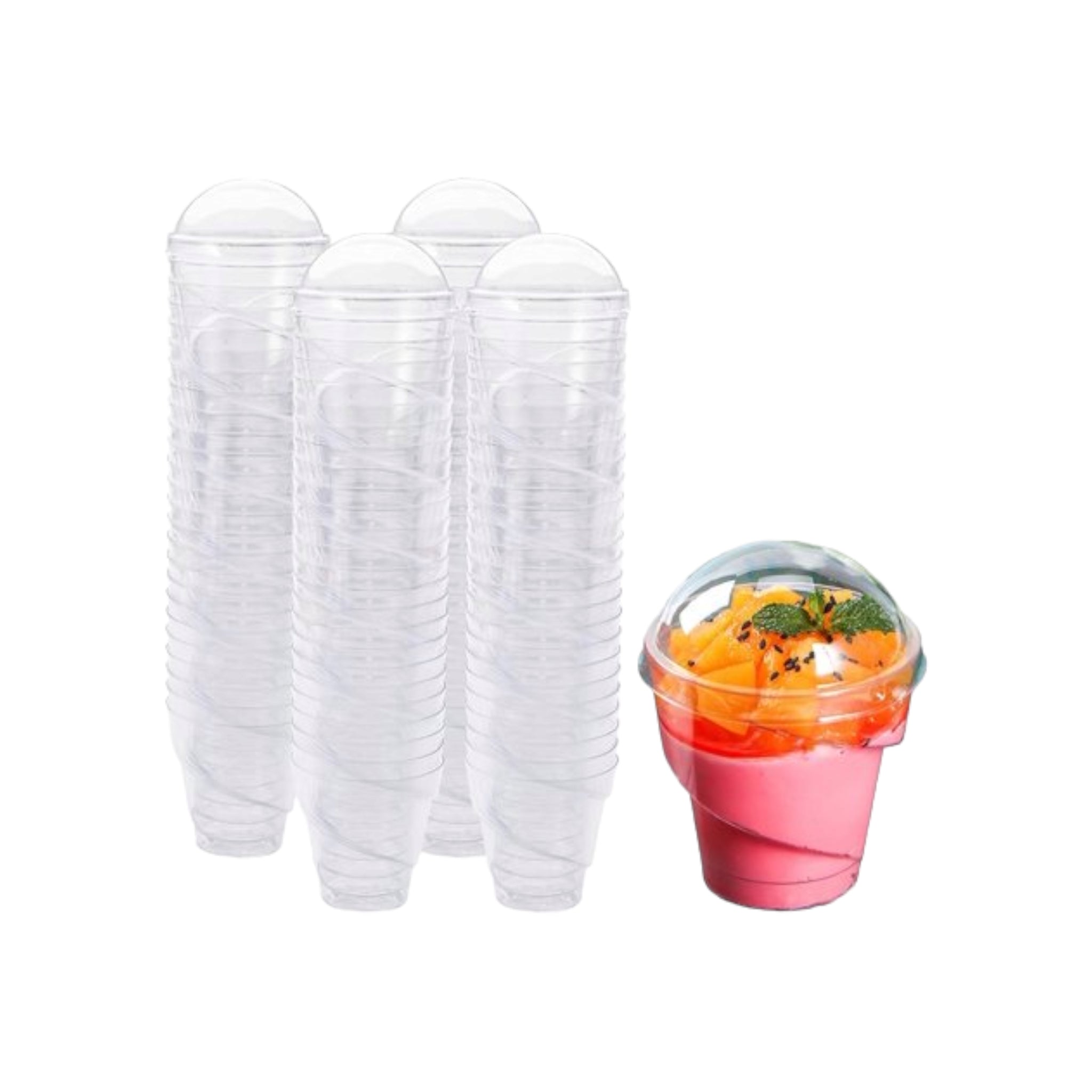 Acrylic Mini Dessert Cups 150ml with Lid 25pack