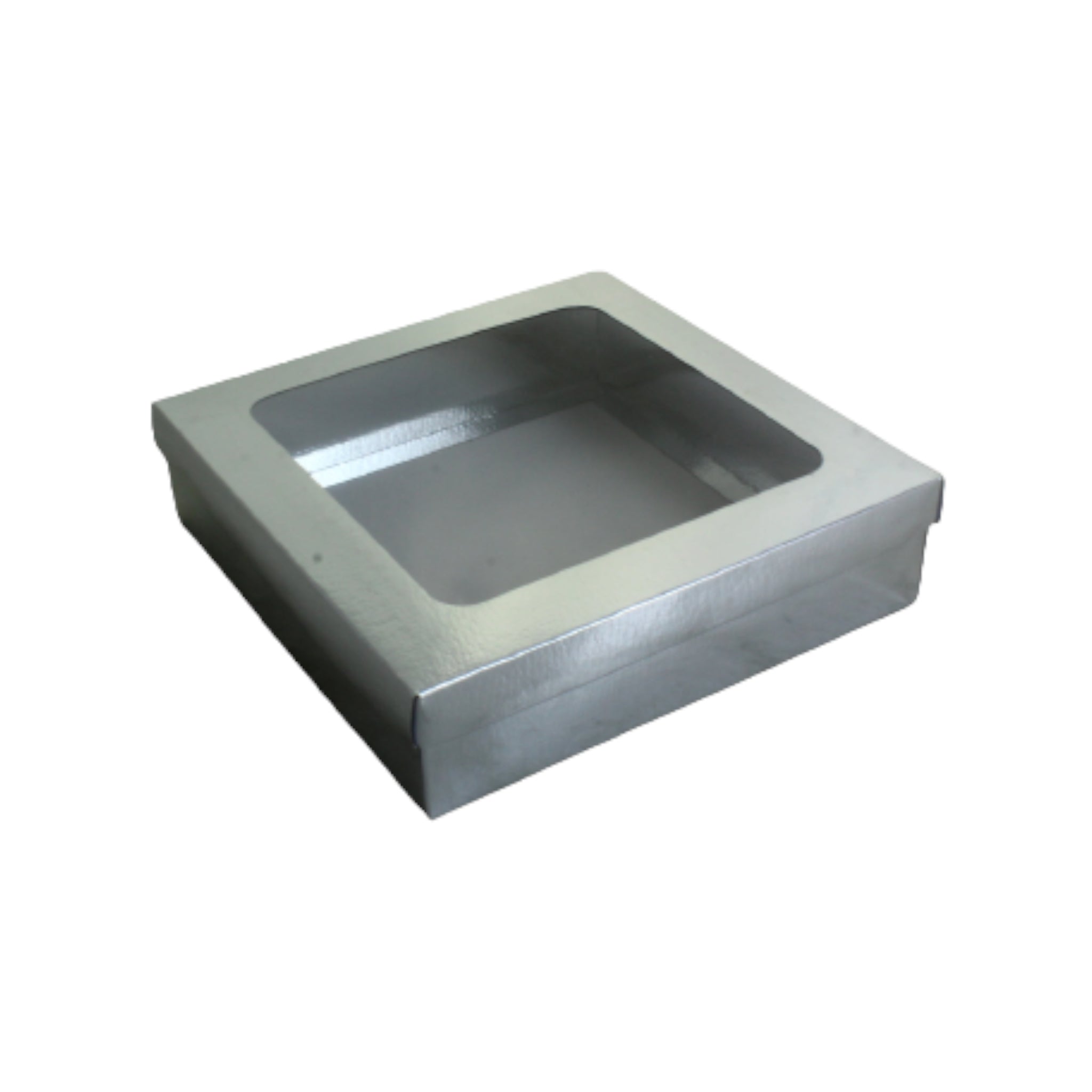 Gift Biscuit Paper Box with Window Silver 20x20x5cm XPP236-S