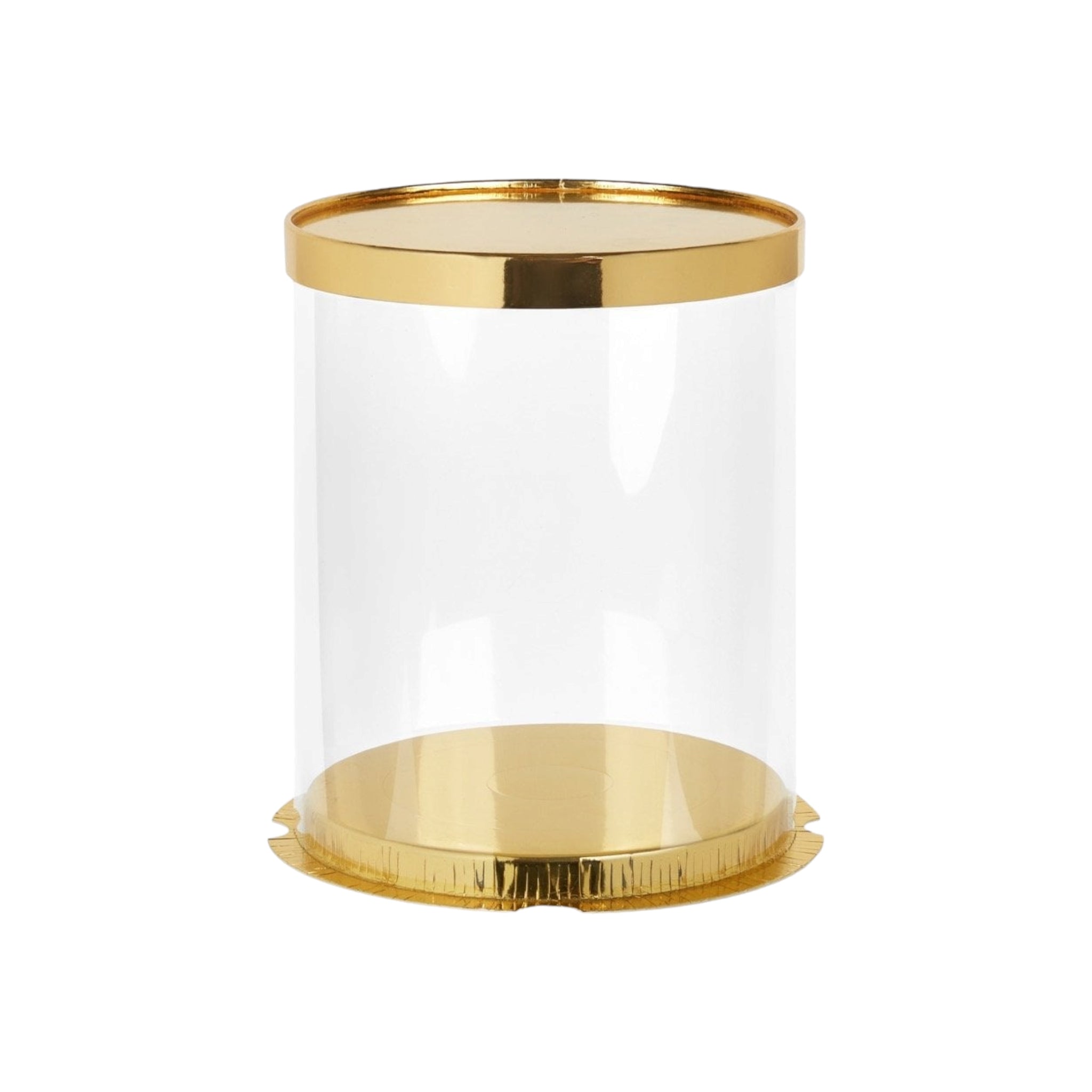 Gift Box Round Clear See Through Medium Gold 30x30x18cm 1pc