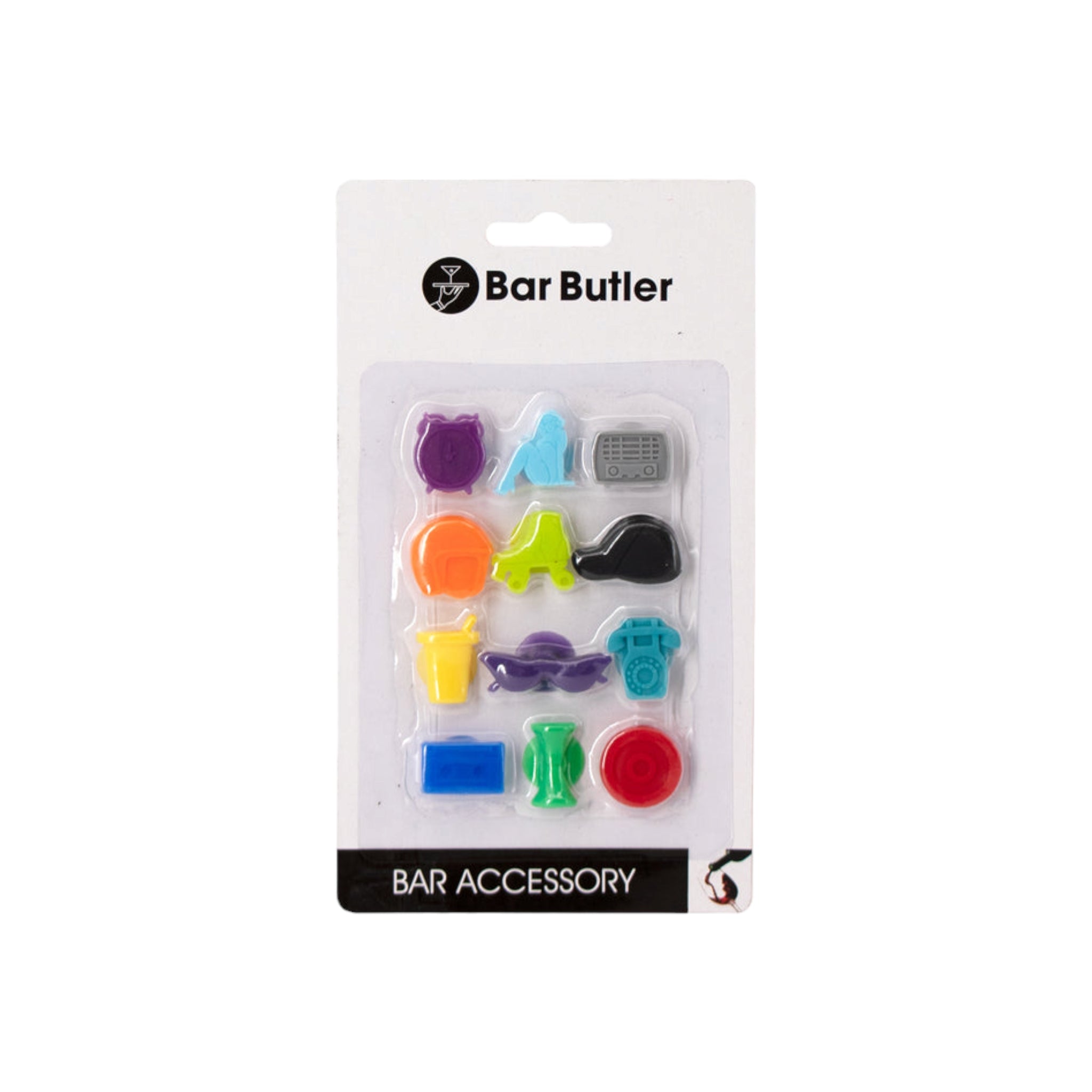 Bar Butler Wine Glass Silicone Coloured Markers 12pc Set