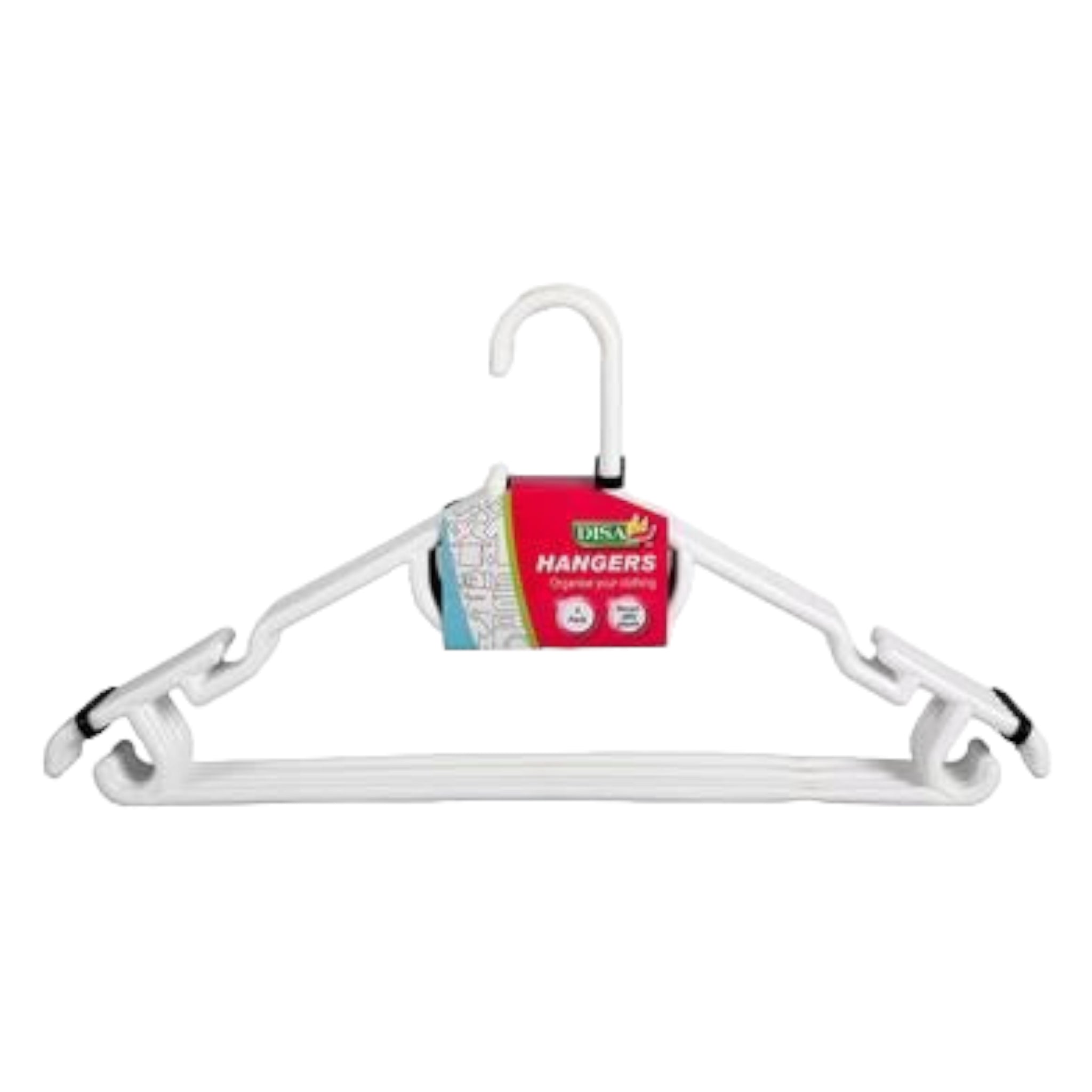 Disa Clothes Hangers White Plastic 5pack