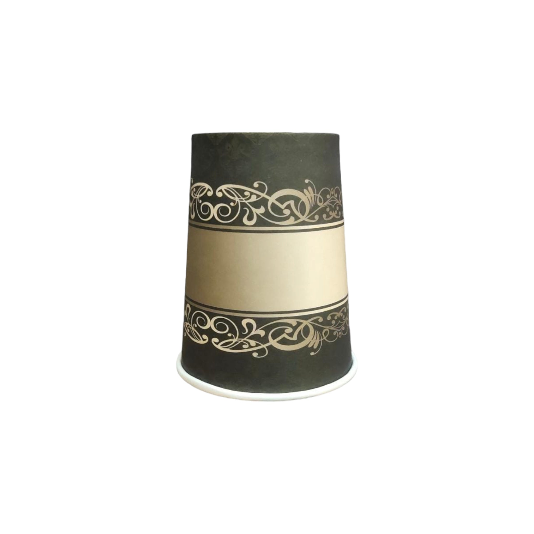 Party Paper Cups Gold with Black Print 260ml 10pack