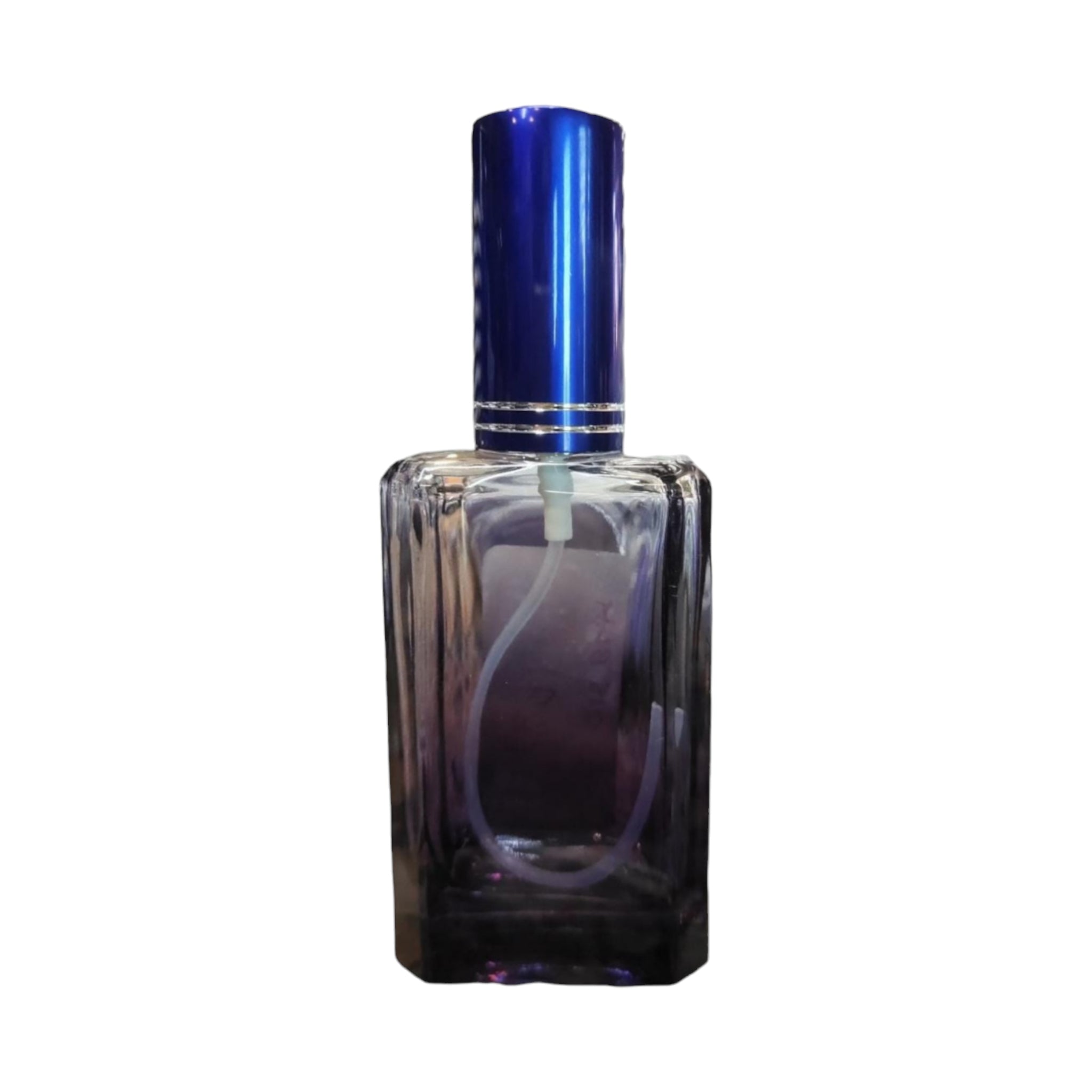 Perfume Glass Bottle 50ml with Pump Lux Blue & Blue Overcap YDS-018BLK