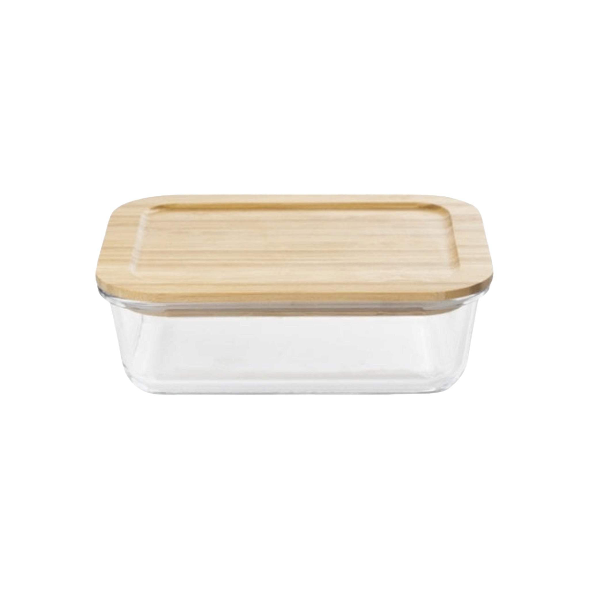 Aqua Glass Food Container Bamboo Lid 22x16.5x7 27113