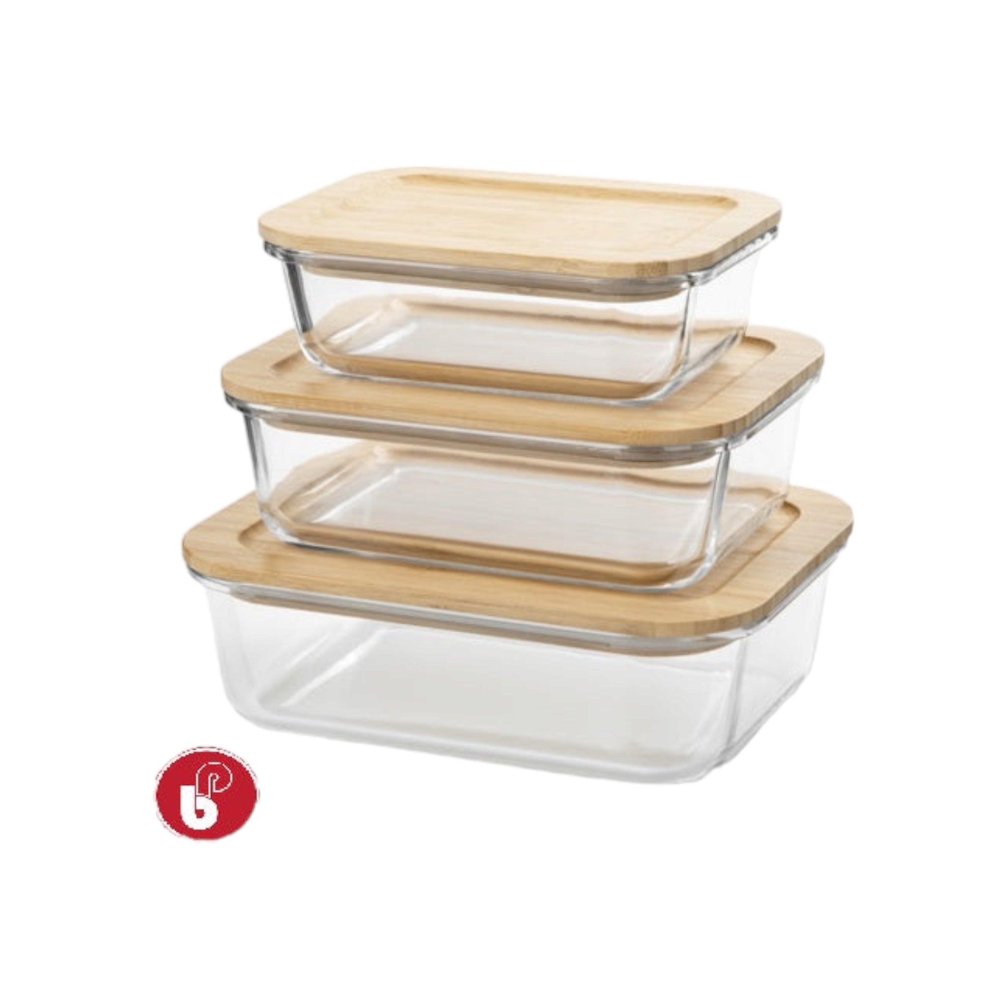 Aqua Glass Food Container Bamboo Lid 22x16.5x7 27113