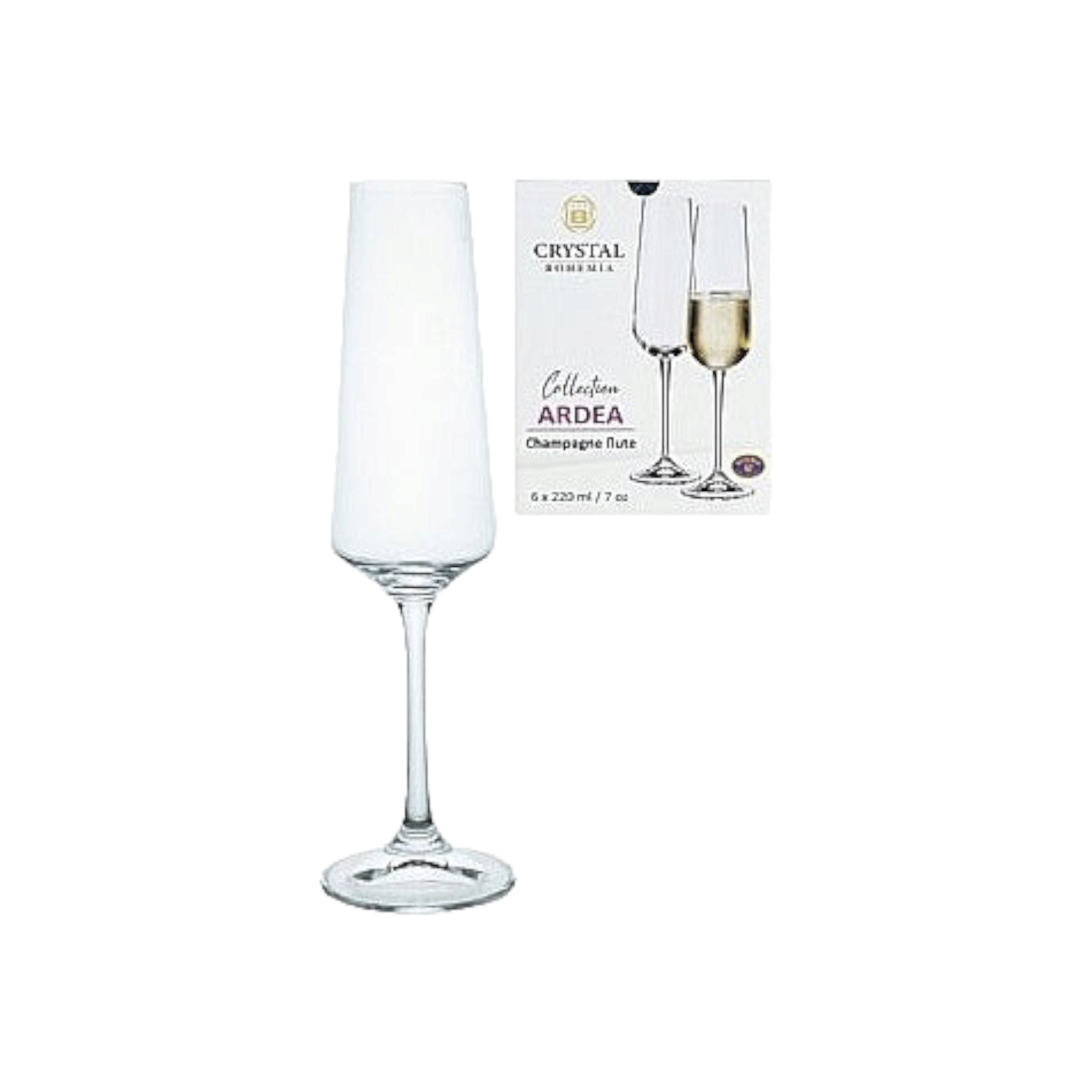 Crystal Glass Tumbler 220ml Flute Champagne 6pack 16143