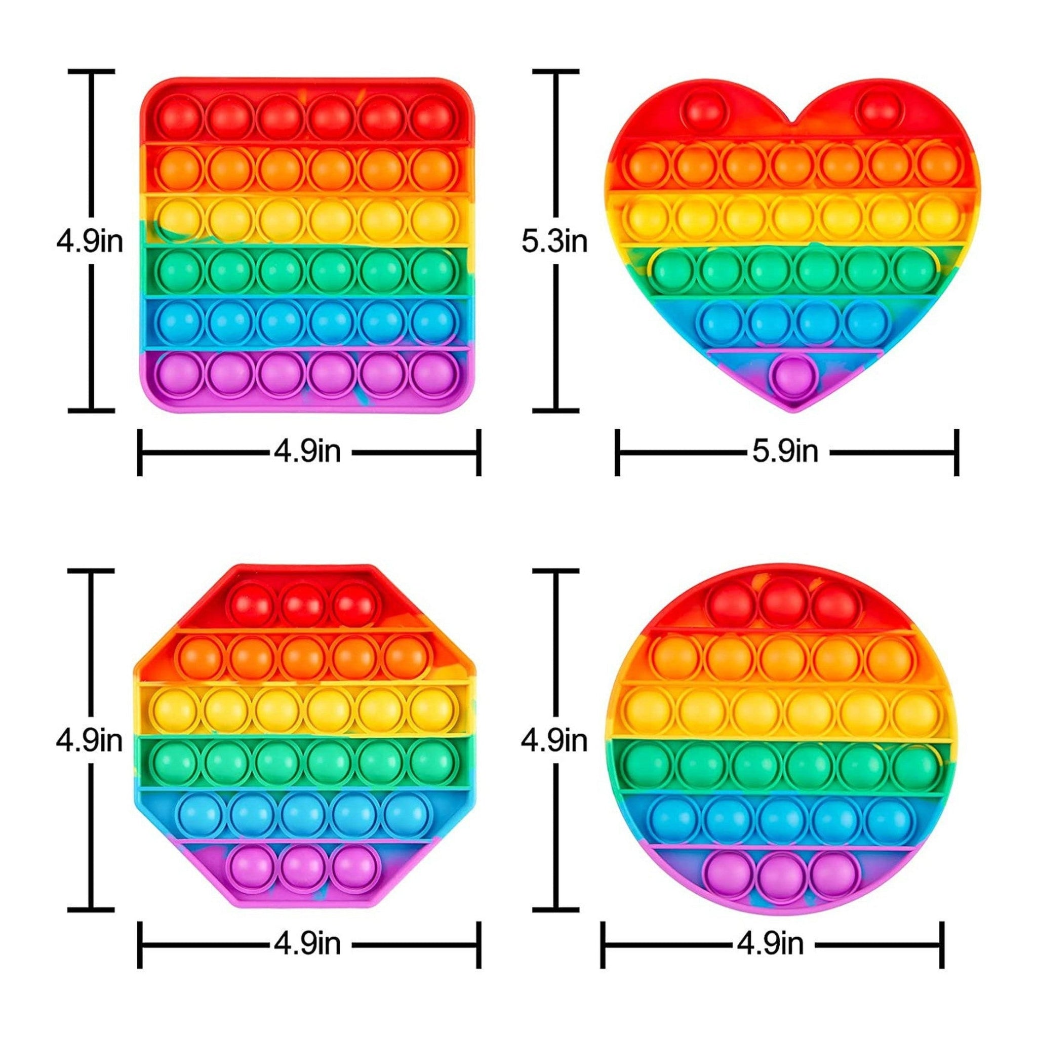 Fidget Pop It Rainbow Square 11.5x11.5cm