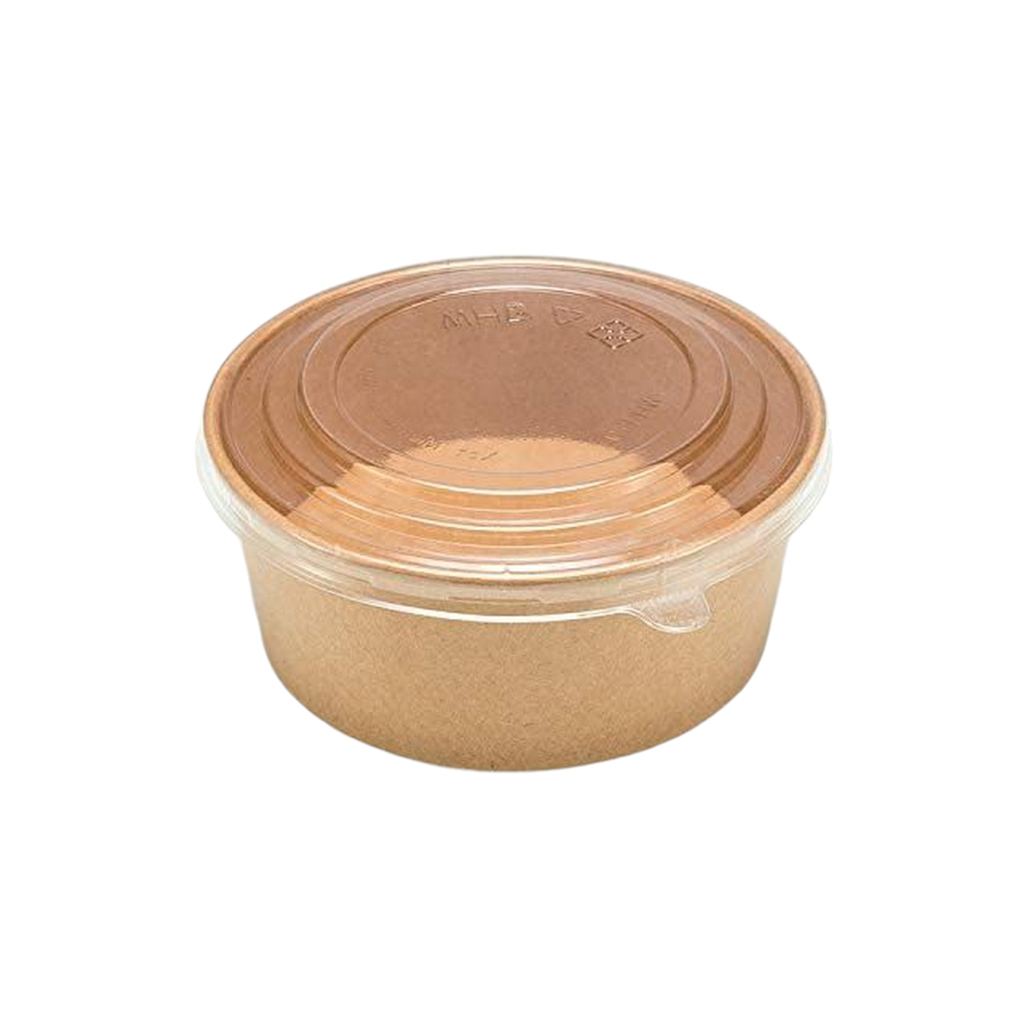 Kraft Food Lunch Bowl Container with Clear Lid 14cm